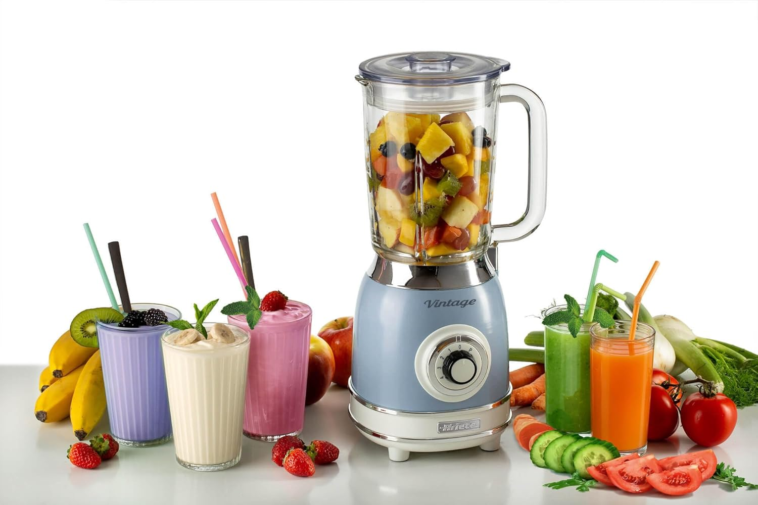 Ariete Vintage Series Glass Blender 1000W - Blue image number 1