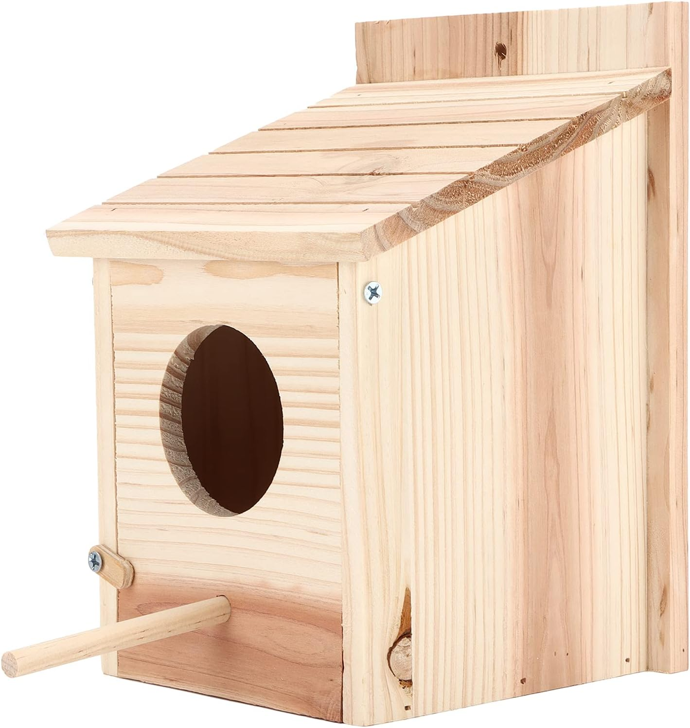 Bird Houses for Outside, Safe Wooden Bird House Hanging Birdhouse for Finch, Bluebird, DIY Wood Birdhouse, Birdhouse Breeding Box with Standing Rod for Garden, Yard image number 1