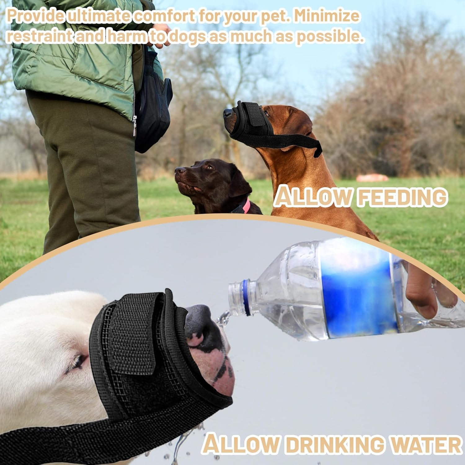 2PCS Muzzle for Small Dog, Small Dog Muzzles for Dachshund and Jack Russell, Breathable and Adjustable anti Bark Muzzle for Training and Outdoor Safety (Black) image number 6