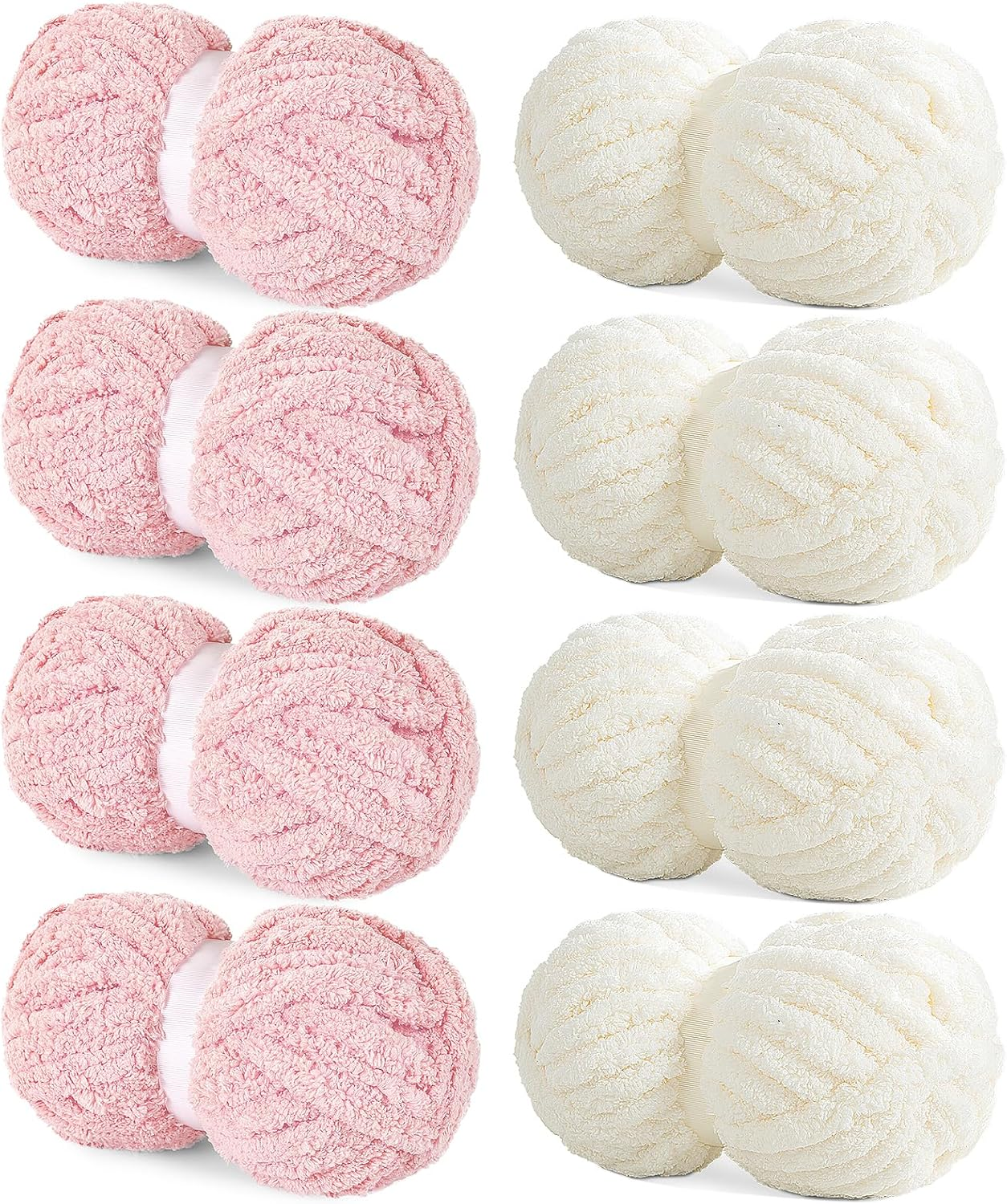 HOMBYS Sage Green Chunky Chenille Yarn for Hand Knitting,Fluffy Soft Jumbo Yarn Crocheting,Super Bulky Big Yarn for Chunky Blanket,Large Thick Arm Knitting Yarn,8 Pack Plush Yarn