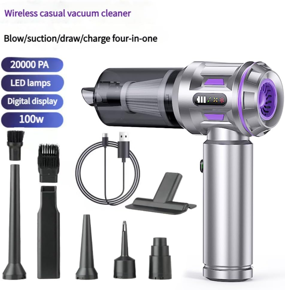 Car Vacuum Cleaner &ndash; 20000Pa Suction Power, 3-In-1 Cordless Vacuum -Air Duster, Rechargeable Handheld Cleaner for Car, Home & Keyboard Dust Cleaning image number 2