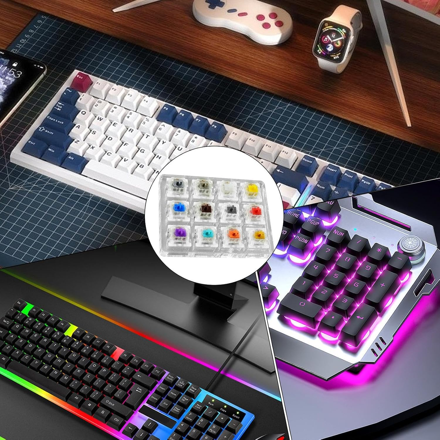 Tester Mechanical Keyboards - Acrylic Base Blank Keycaps | 16-Key Tester | Testing Tool Mechanical Keyboard Switches | Keyboards Testing Tool for Multi-Axis Test Function Keyboards Testing Tool - 12 Axis Tester image number 2