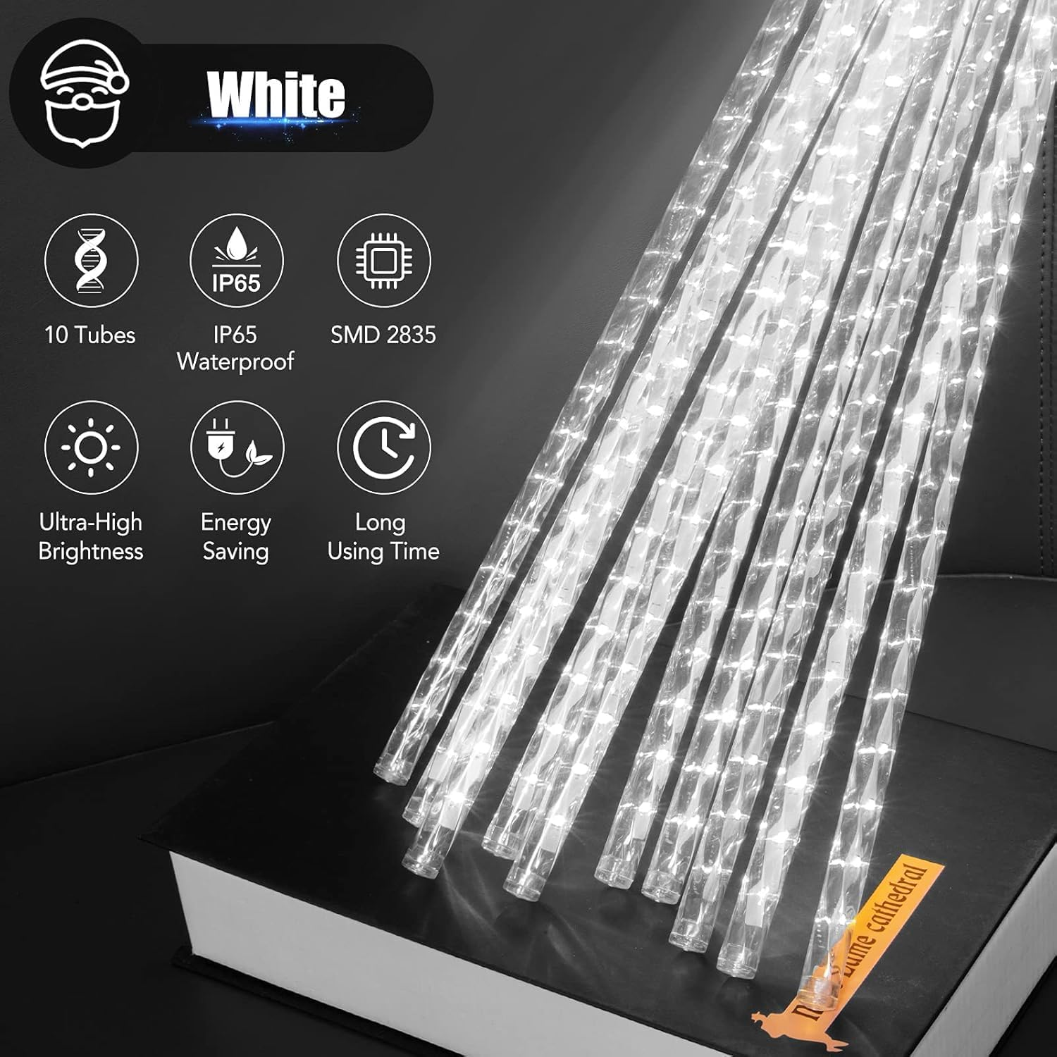 Musclez Christmas Meteor Shower Lights, 50Cm 10 Tubes 480 LED Christmas Lights Outdoor Indoor Decoration, Falling Star Lights for Xmas Trees Holiday Party Wedding Garden Patio Decor (Cool White) image number 2