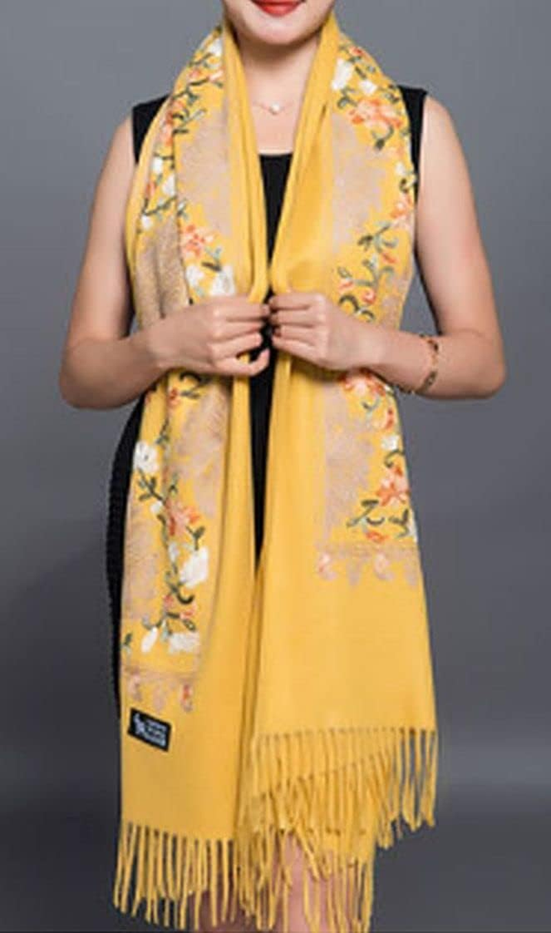 GFM&reg; Embroidered Cashmere Texture Wool Pashmina Shawl - Autumn-Winter - Valentine'S Mother;S Day Christmas (EMBSHL-A) image number 2