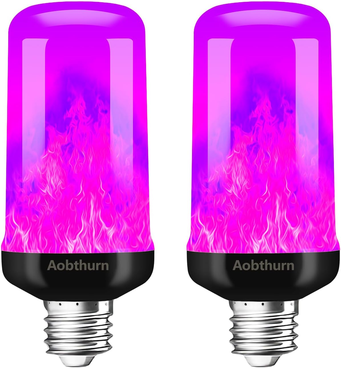Aobthurn - Flame Light Bulbs, 4 Modes LED Flame Effect, E26 Bulb with Gravity Sensor, Flickering Bulbs for Halloween and Home Party (2 Pack Upgraded)