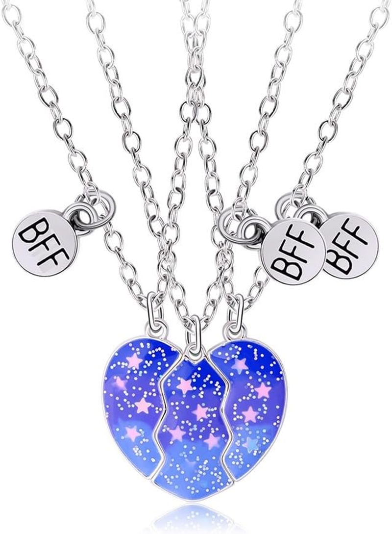 Best Friend Necklaces for 3 Matching Heart Pendant Magnetic Bff Friendship Necklace