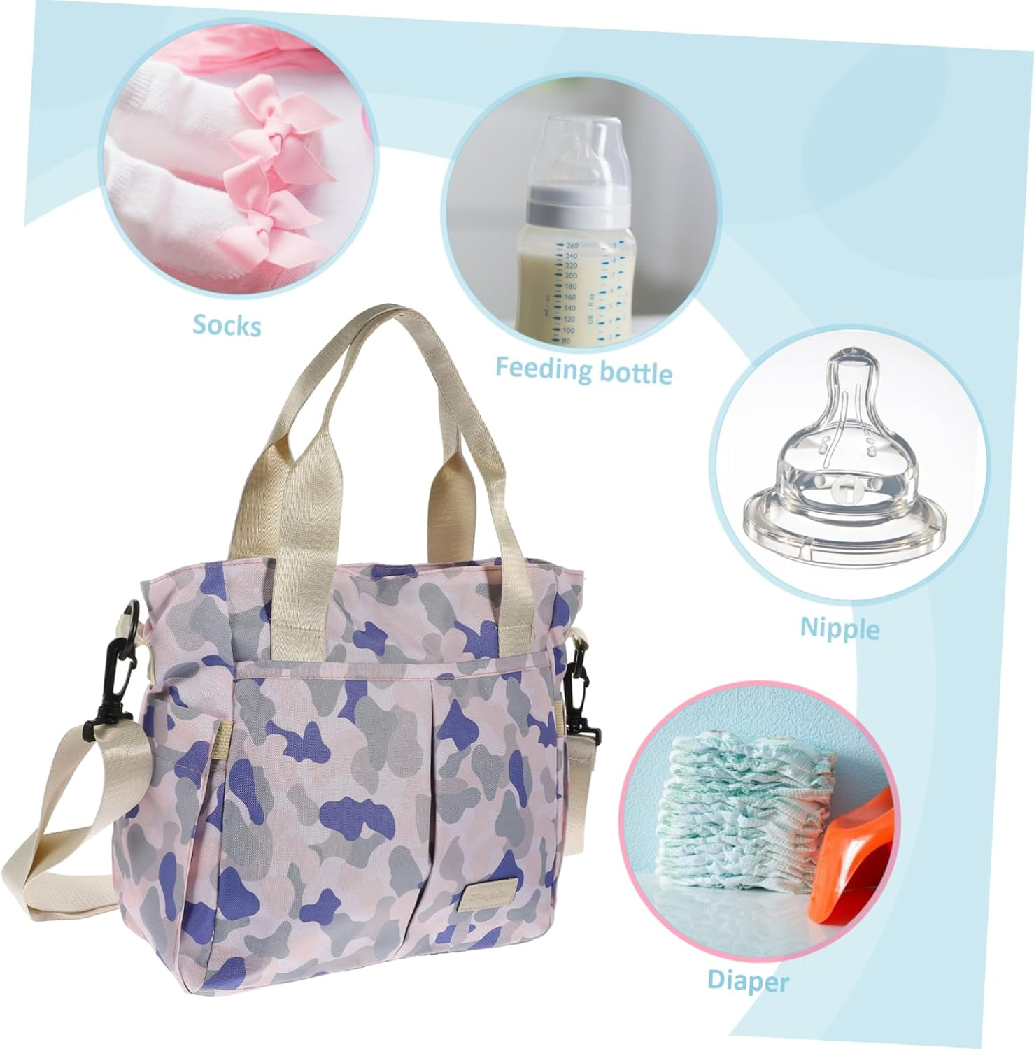 Abaodam Capacity Mom Handbag Thermal Insulation for Care Stylish Diaper Bag for Travel Shopping and Daily Use Versatile and Functional Mother and Tote Camouflage