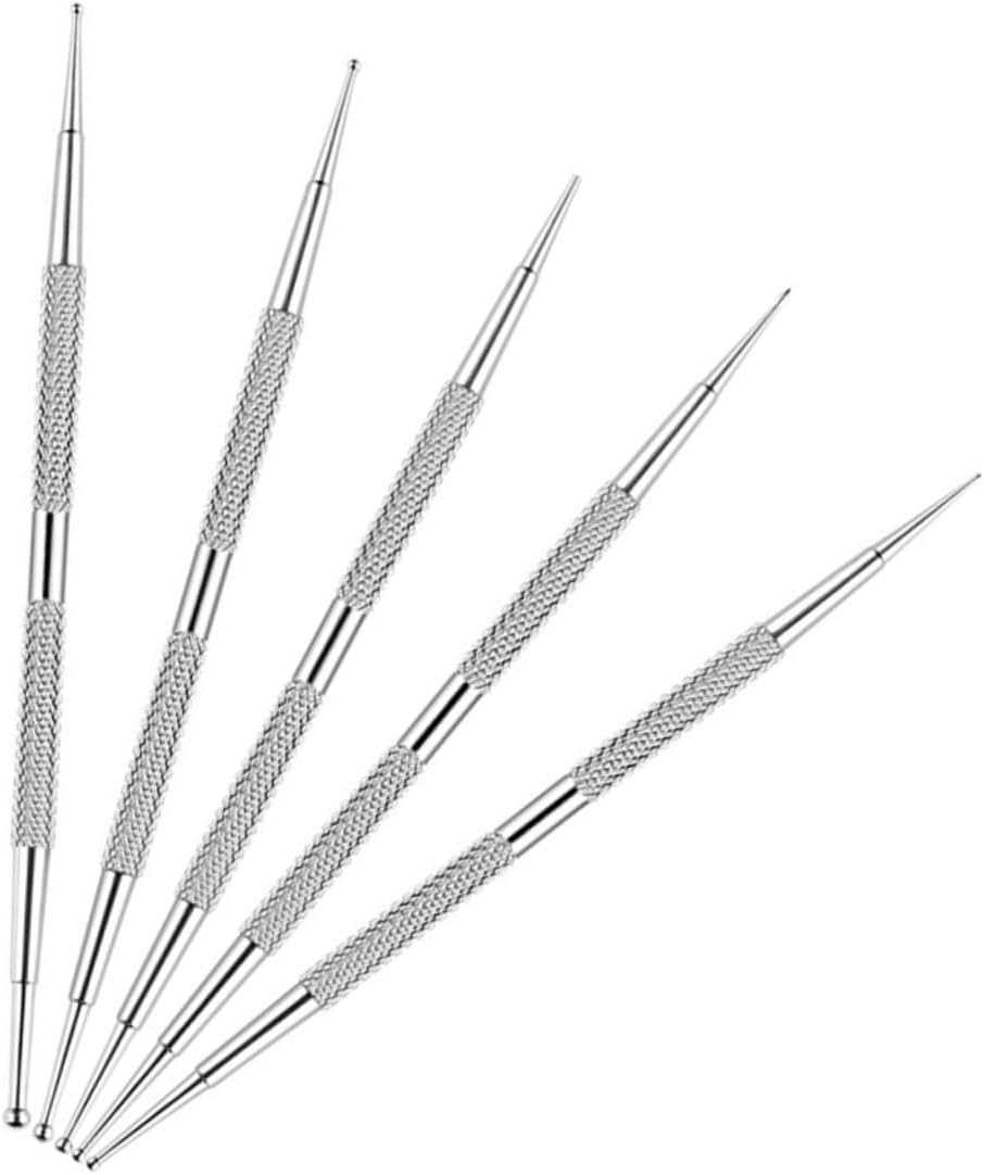 5PCS Stainless Steel Dual Tip Nail Dotting Pens for Rhinestones Painting Embossing Nail Art Tools Lightweight Portable Manicure Set for DIY and Salon Use image number 5