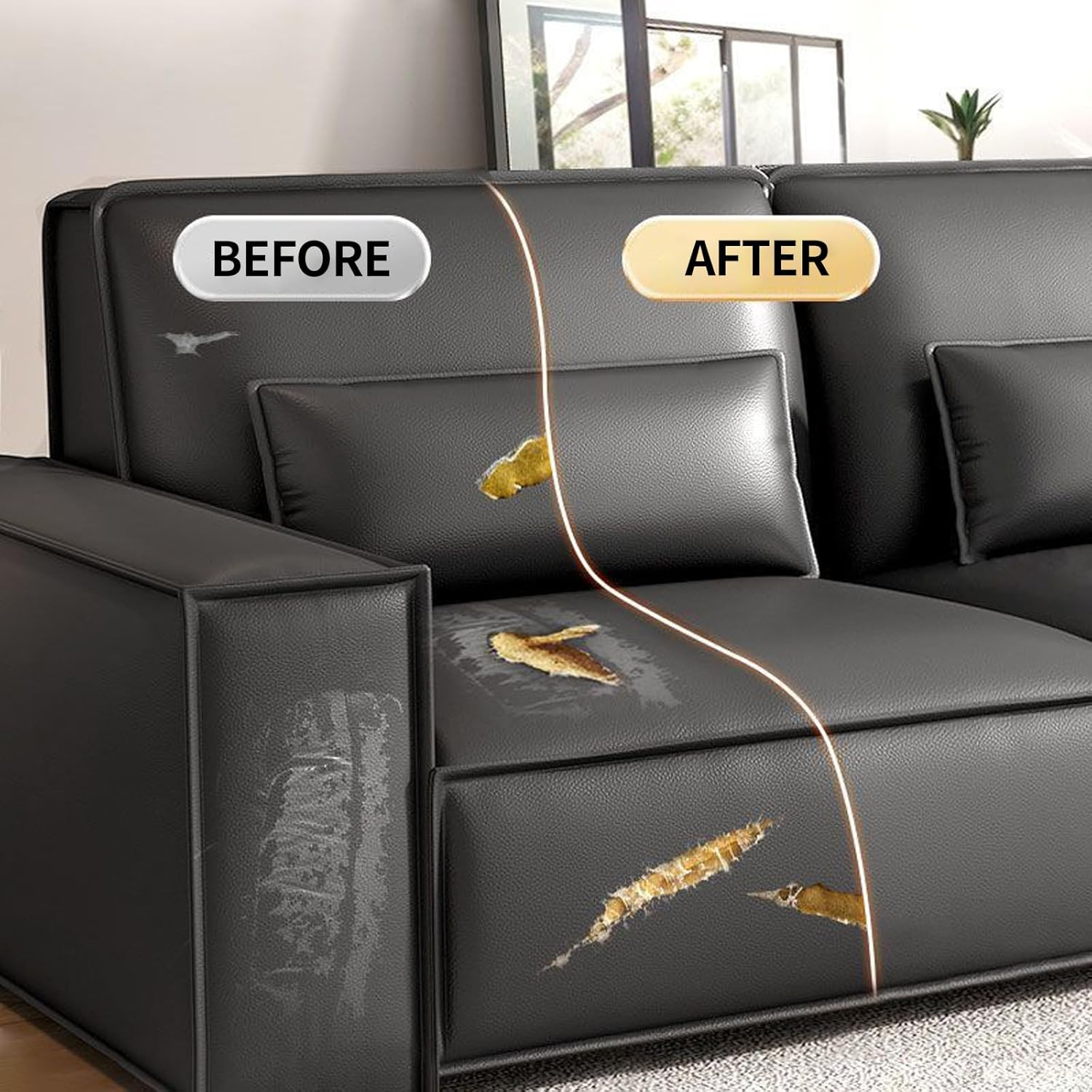 3Pcs Leather Repair Patch, 3.9&rdquo; X 7.9&rdquo; Self Adhesive Kit, Waterproof, Stain-Proof, Easy to Cleanfor for Sofas, Furniture, Kitchen Cabinet, Jackets,Car Seat Reupholster. (Model A) - Model B image number 4