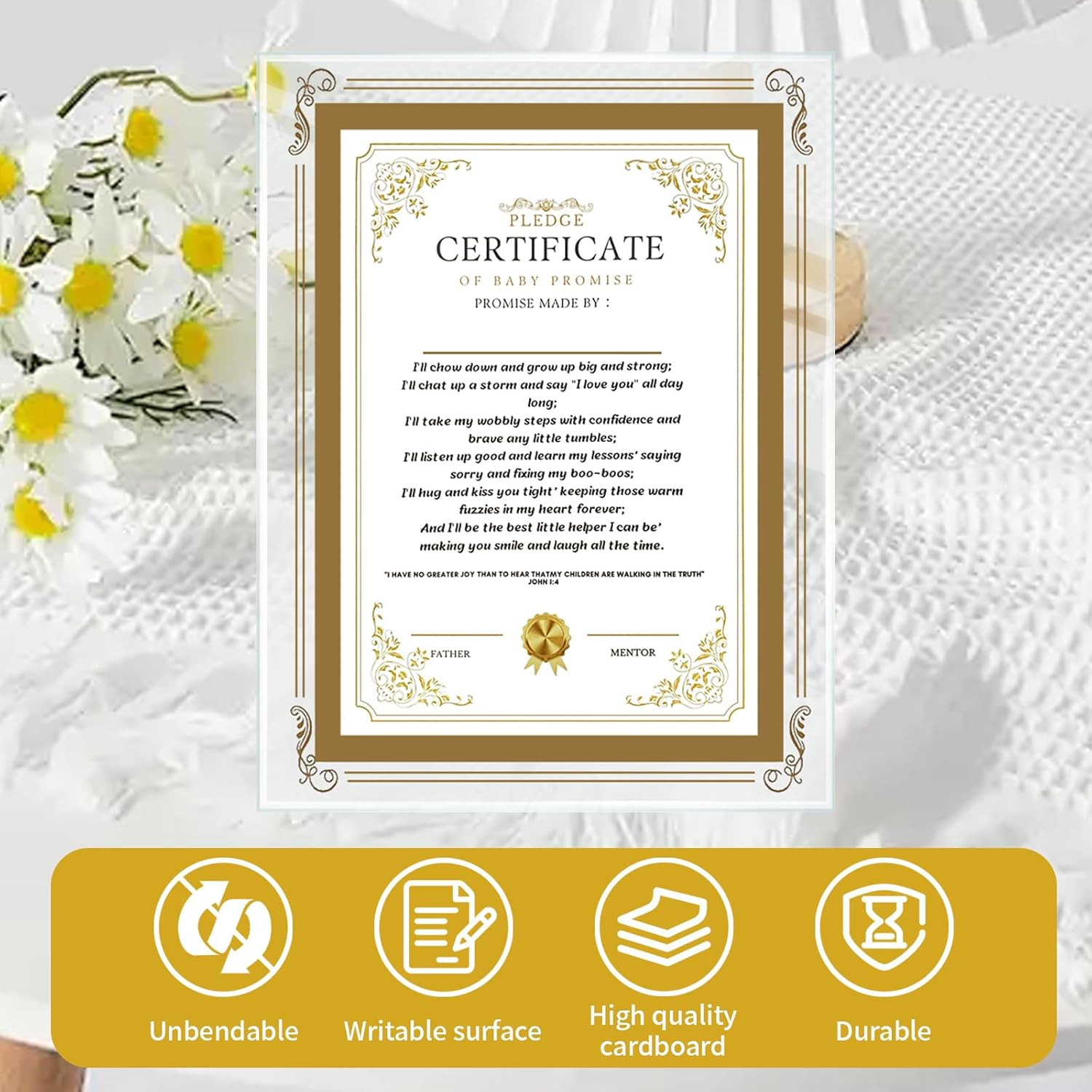 New Parents Gifts, First Time Parents Gifts, Baby Keepsake - Including Baby Commitment, Certificate and Glass Photo Frame image number 3