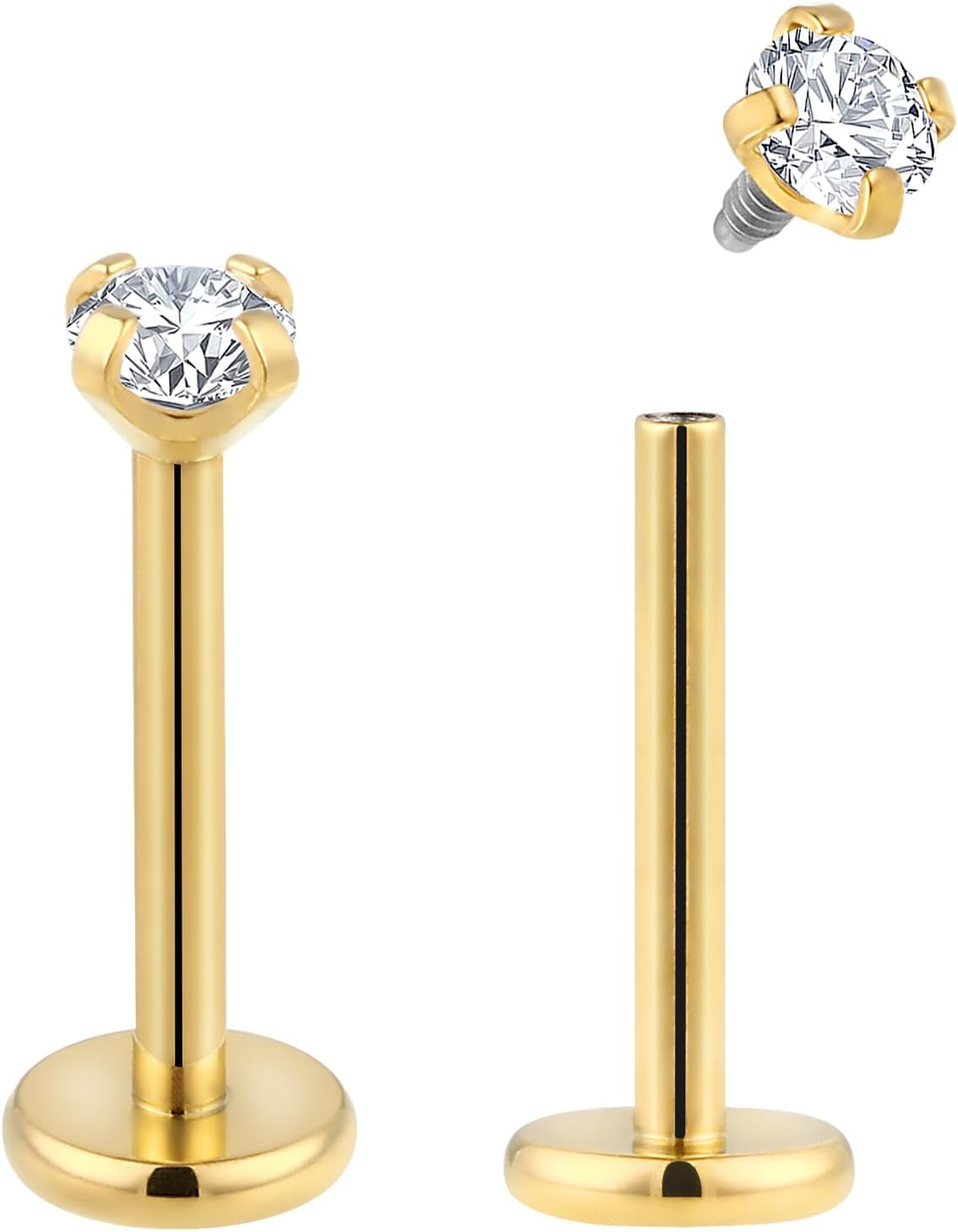 365 SLEEPERS 2 PCS 18G Titanium 6Mm 8Mm Internally Threaded Monroe Lip Ball Gem Labret Tragus Septum Nose Helix Rook Cartilage Earrings Body Piercing Jewellery image number 6