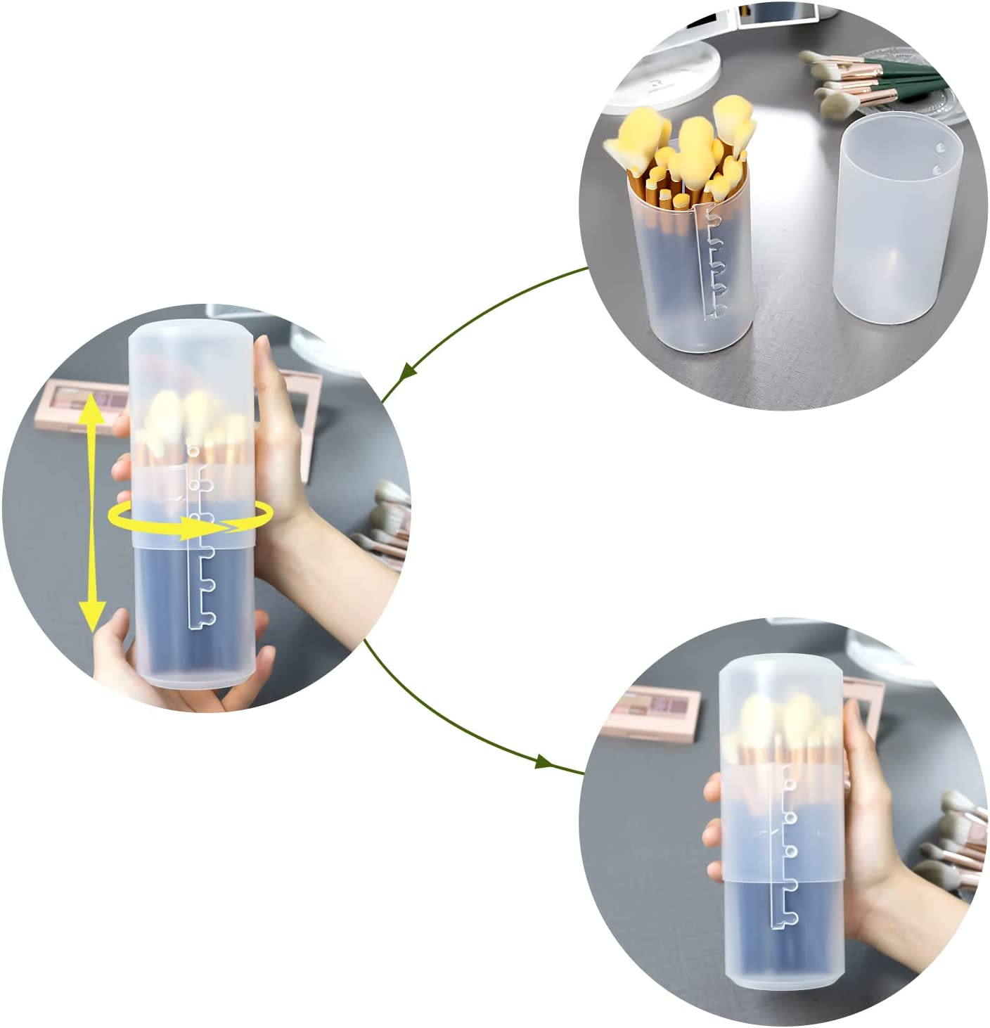 OCHEAL Retractable Makeup Brush Holders, Brushes Organizer Plastic Clear Travel Makeup Brush Case Brushes Container Cup Dustproof Storage for Women and Girls Makeup Artist - Transparent image number 3