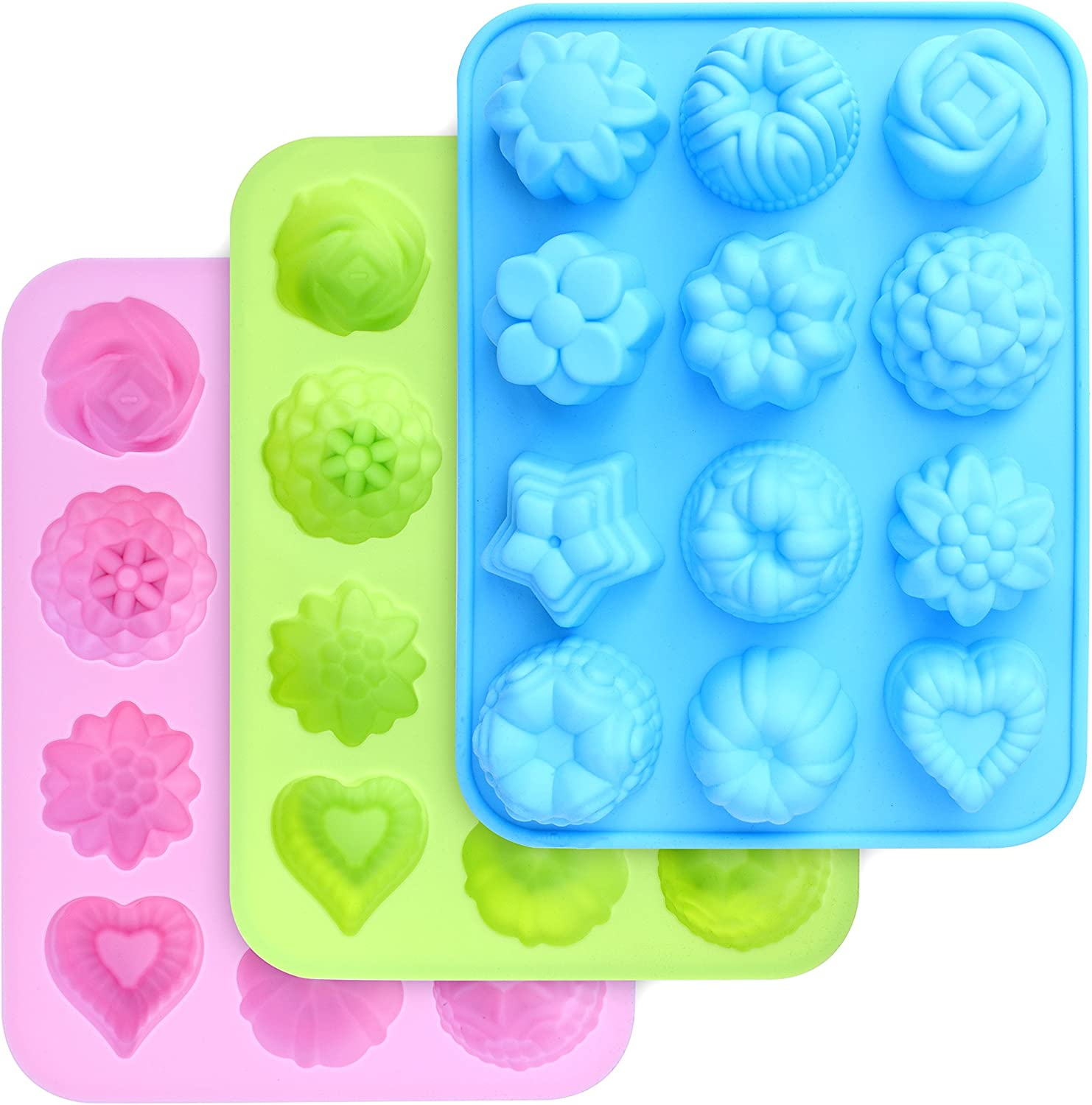 Homedge Puppy Dog Paw and Bone Silicone Molds, Non-Stick Food Grade Silicone Molds for Chocolate, Candy, Jelly, Ice Cube, Dog Treats (Puppy Paw Bone Set of 4PCS)