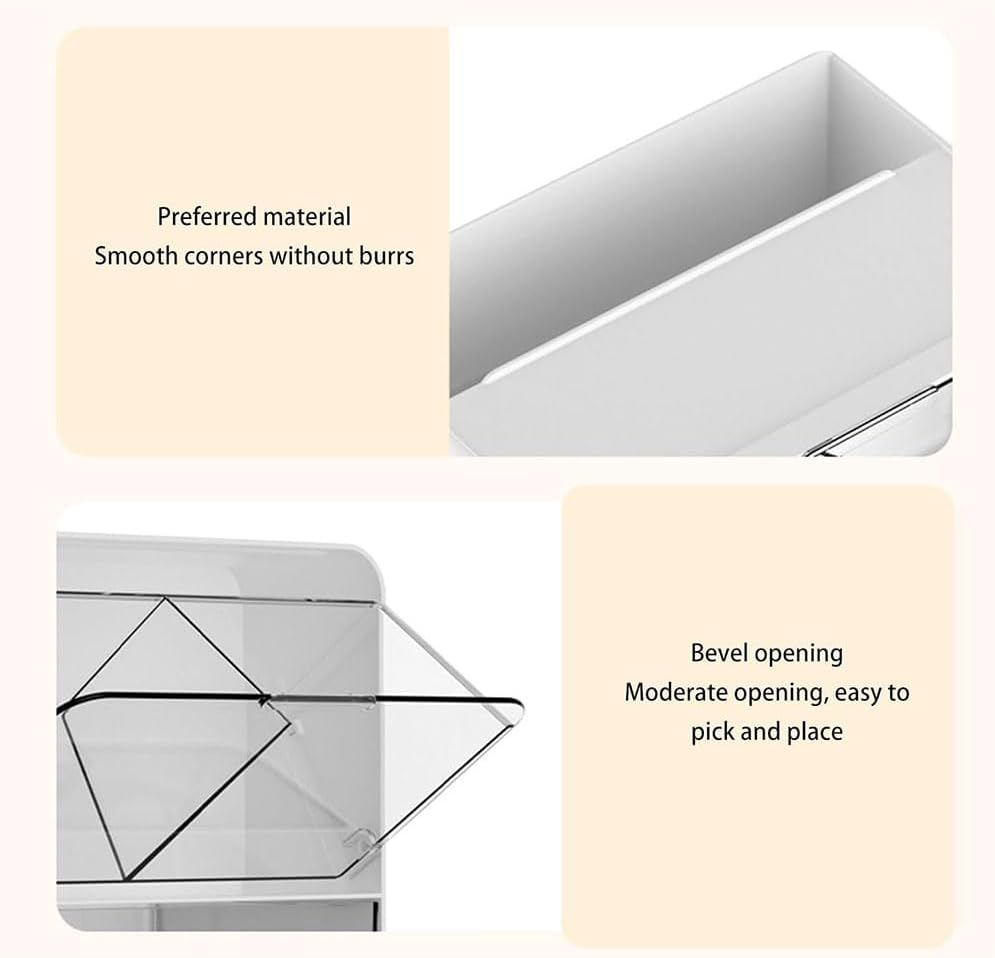 RUTREZOGO Transparent Bathroom Wall Mounted Organizer, Multi-Compartment Plastic Drawer Organizer, Cotton Swab Dispenser, Makeup Organizer for Bathroom, Kitchen, Living Room and Dormitory image number 2