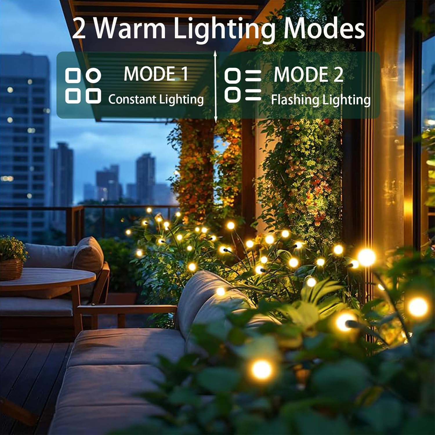 Solar Garden Lights, 2 Pack 20 LED Firefly Lights Solar Outdoor, Solar Lights Outdoor Waterproof for Christmas Landscape Decorations Yard Pathway Swaying Light (2 Packs) image number 3