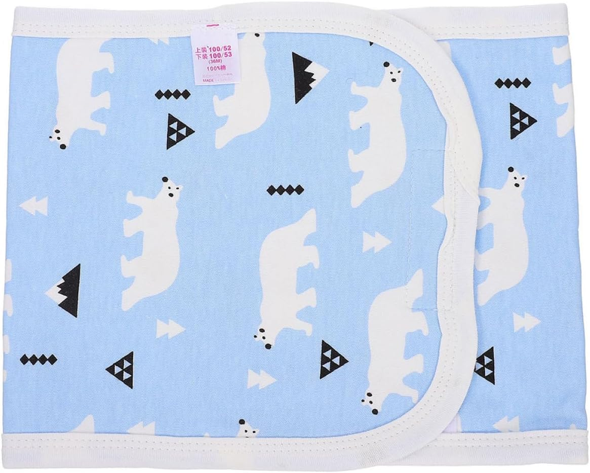 Infant Belly Wrap Newborn Belly Band Cotton Navel Cover Portable Cord Belt Soft Baby Supplies for Autumn Winter (Arctic Bear Blue, Size 80)