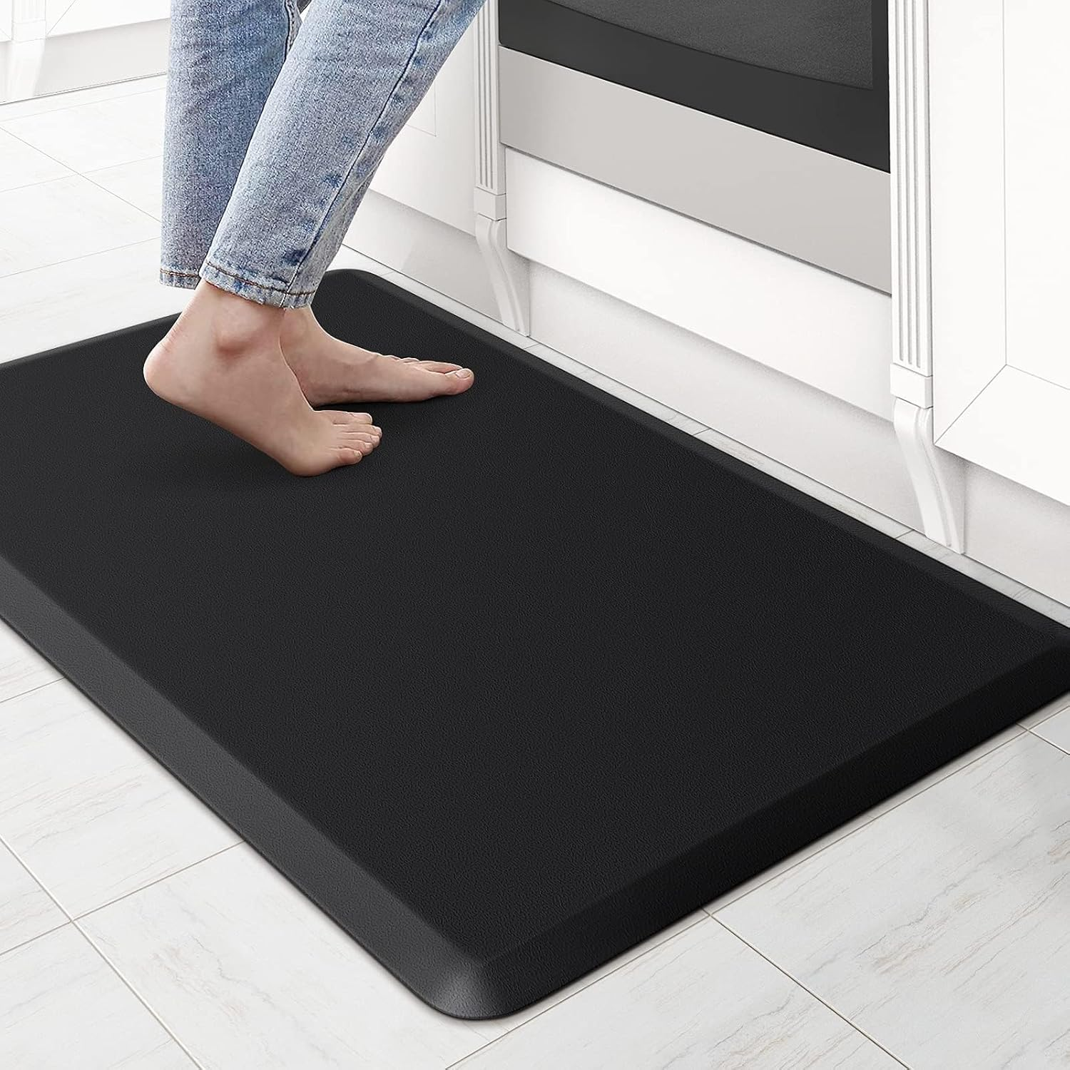 YUTA Kitchen Mat Cushioned anti Comfor Mat Fatigue Rug Waterproof, Non Slip, Standing and Comfort Desk/Floor Mats for House Sink Office, 44X120X1.2Cm Black