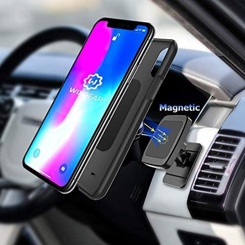 Wixgear (2 Pack) Universal Stick on Dashboard Magnetic Phone Car Mount, for Cell Phones and Mini Tablets with Fast Swift-Snap Technology, (Newer Bigger Model)