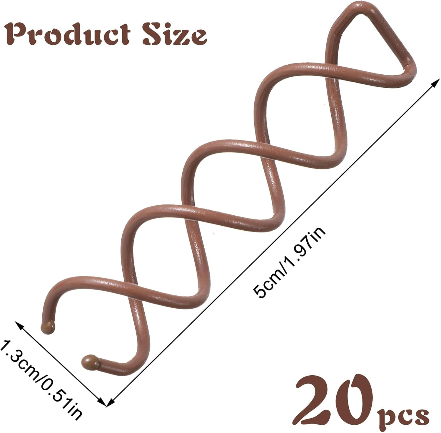 Molain 20PC Spiral Hair Pins, Twist Hair Pins Corkscrew Hair Pins Spin Pins Non-Scratch round Clip Twist Screw Hair Pin for Women Hair Style DIY (Brown) image number 5