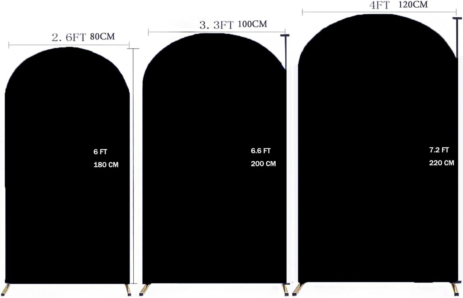 Black Wedding Arch Cover 7.2 FT, 7.2 FT Arch Backdrop Cover, Black Arch Backdrop Stand Cover for Party Celebration Proposal Birthday image number 3