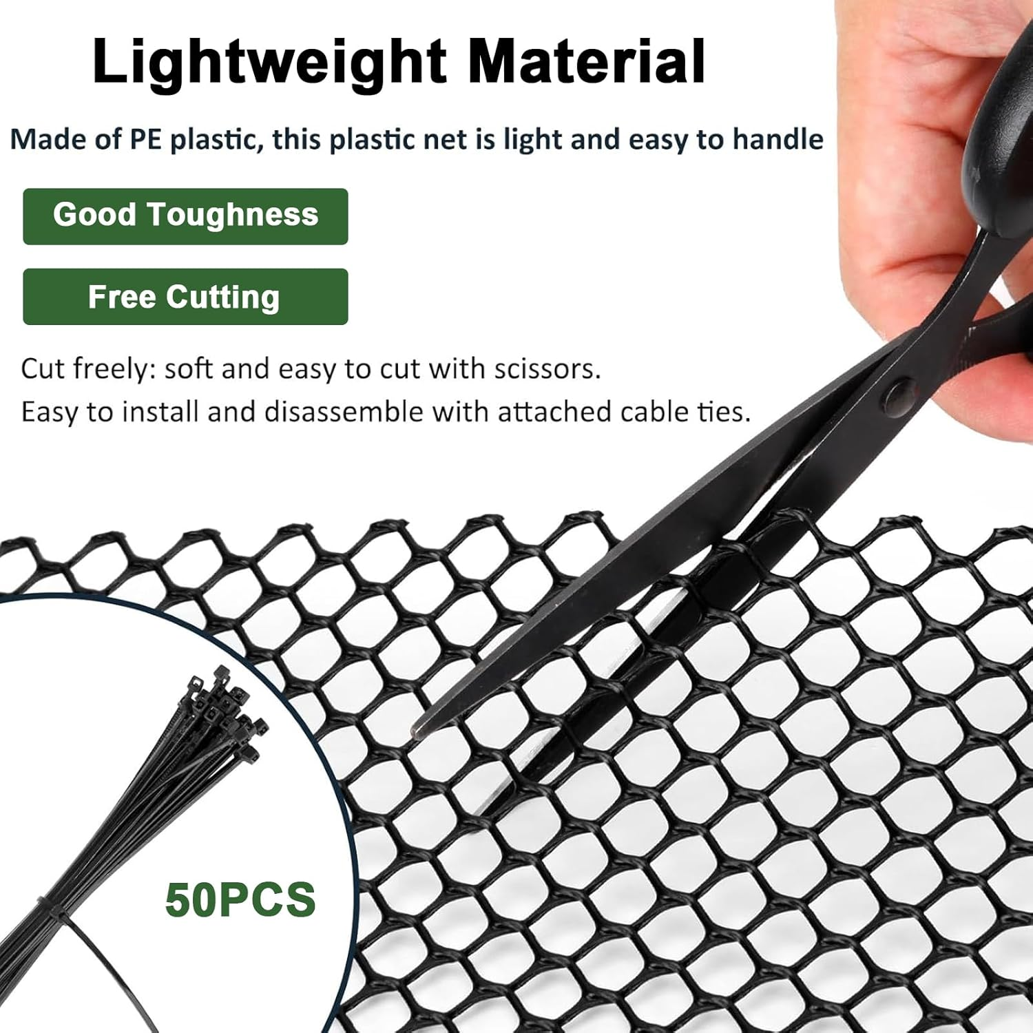 YQQZQ 40 X 300CM Plastic Wire Mesh Fence Roll - Ideal for Poultry, Dogs, Rabbit, Snake Barrier & Gardening - Durable Plastic Chicken Wire Mesh (Black) image number 5