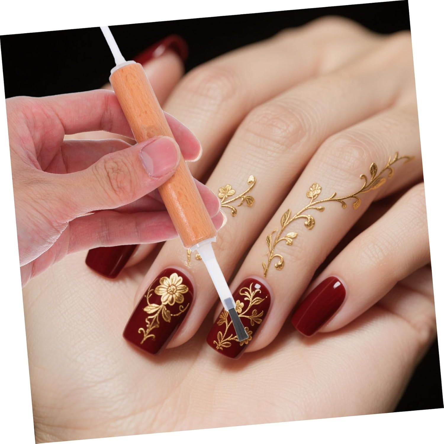 GANAZONO Dual Ended Nail Art Brush Set with Durable Wooden Handles Replaceable Hard Bristles for Gel Polish Application Versatile Nail Accessories for Technicians and Home Use image number 3