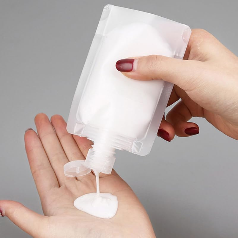 FRCOLOR 1Set Travel Refillable Squeeze Pouches Portable Fluid Packing Bags for Toiletries Leakproof Lotion Pouches with Funnels Labels for Outdoor Travel image number 4