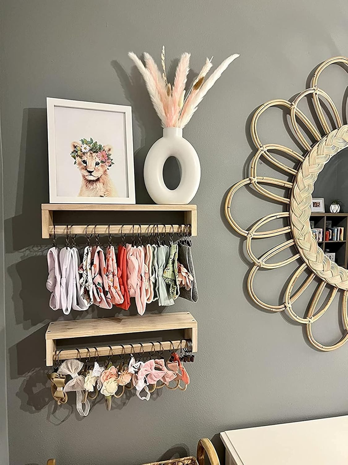 Dxzephious Nursery Bookshelves,40 Cm Floating Bookshelves for Wall Set of 2, Wood Wall Mounted Floating Shelves for Baby Nursery Decor and Toys Storage (40Cm -Set of 2) - 80Cm -Set Of 3 image number 3