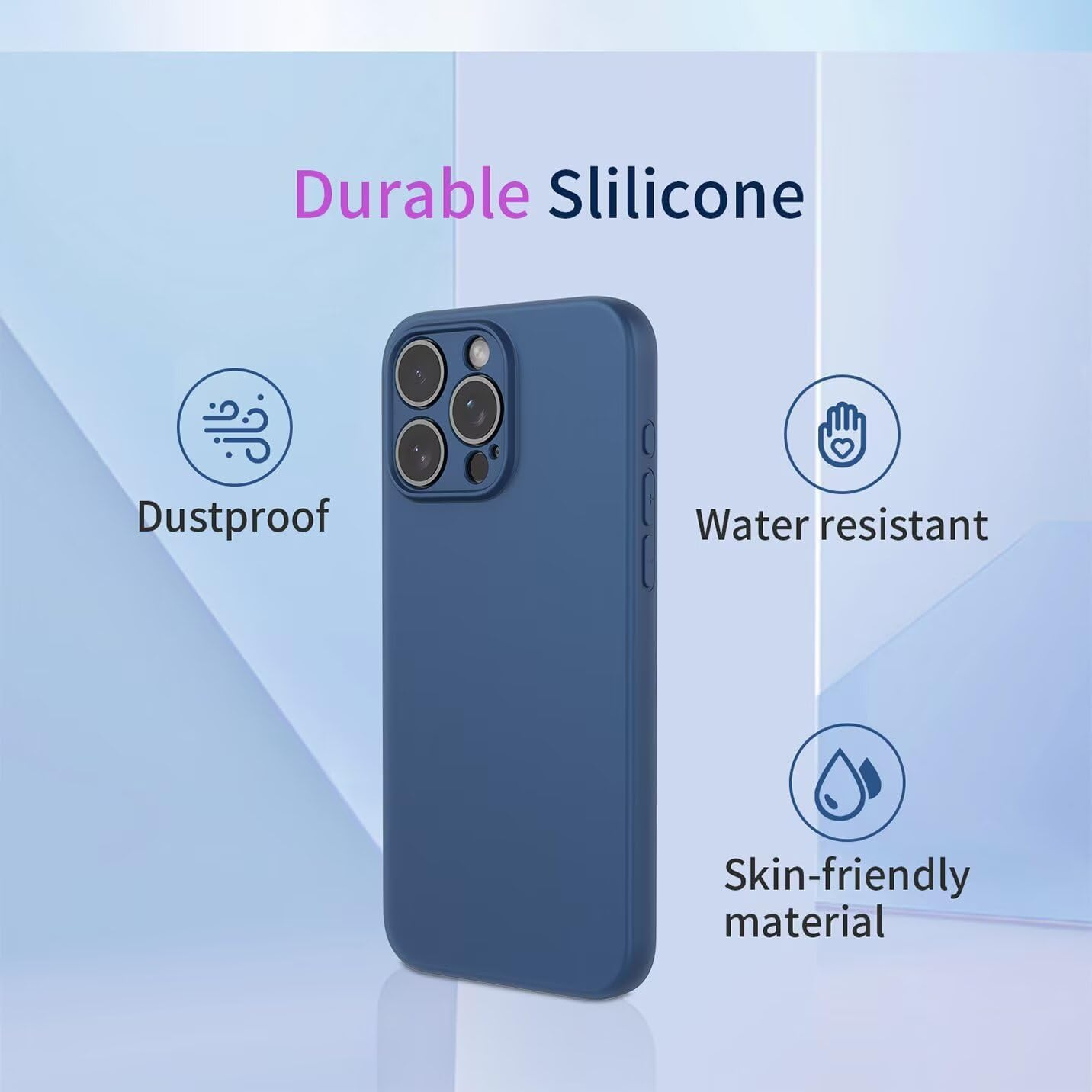 BORYA Silicone Case for Oppo Reno14 Pro 5G (Reno 14 Pro), Ultra Thin Silky Soft Touch Shockproof Mobile Phone Case, Premium TPU Protective Case, Scratch-Resistant Microfibre Lining Case Cover, Blue image number 3