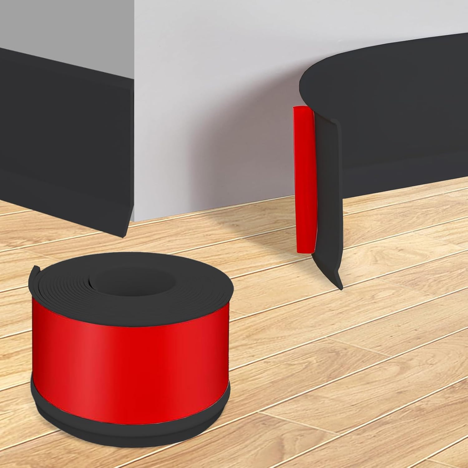 3.0 M PVC Soft Skirting Board, Self-Adhesive, Skirting Board, Width 5 Cm, End Strip, Self-Adhesive Transition Profile for Wall and Floor, Flexible Skirting Board for Kitchen, Bathroom and Living Room image number 2