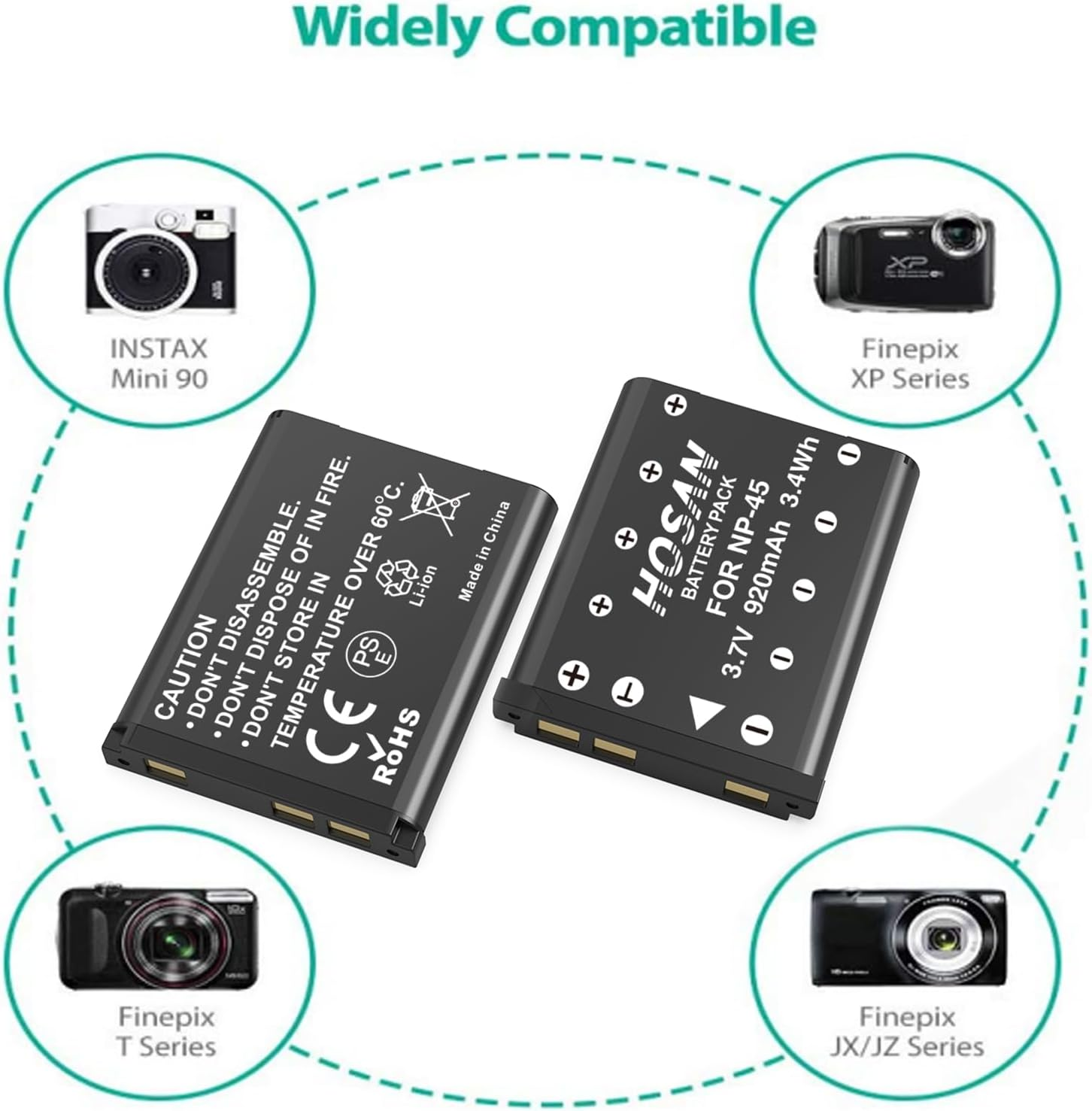 NP-45 NP-45S Battery (2 Pack) and Dual USB Charger Kit for Fujifilm NP-45 45A 45B 45S Fujifilm Finepix XP20 XP22 XP30 XP50 XP60 XP70 XP80 XP90 XP130 XP140 T350 T360 T400 T500 T510 T550 image number 1