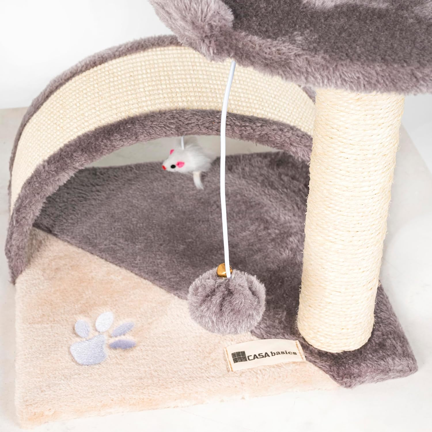 CASA Basics Cat Tree, 45 Cm Height, Compact Design with Scratching Post, Platform, Toys, Activity Trees (Gray and Beige) image number 2