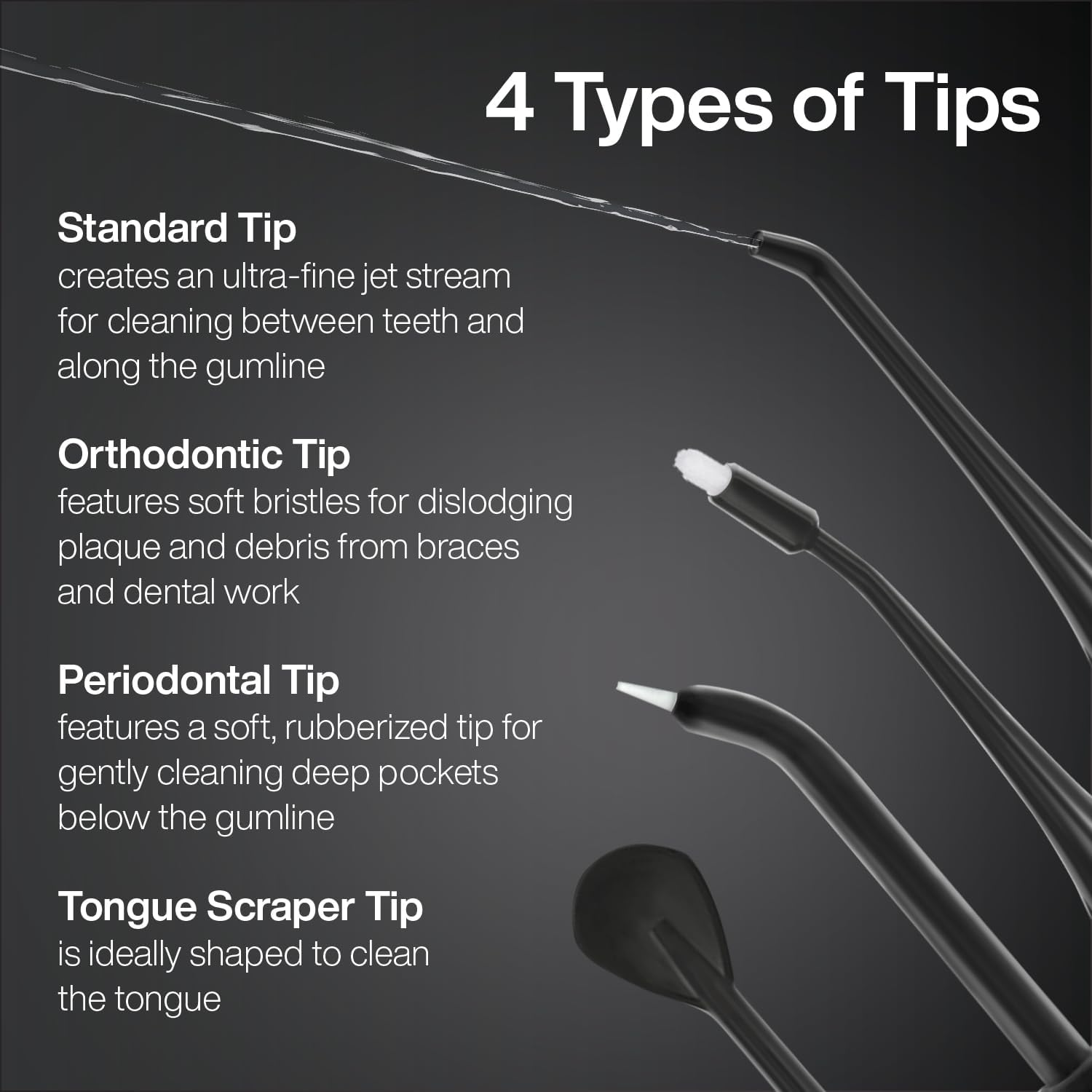 Aquasonic Aqua Flosser - Cordless Rechargeable Water Flosser for Teeth - Waterproof, Portable Oral Irrigator for Dental Cleaning with 5 Jet Tips &ndash; Braces Home Travel image number 5