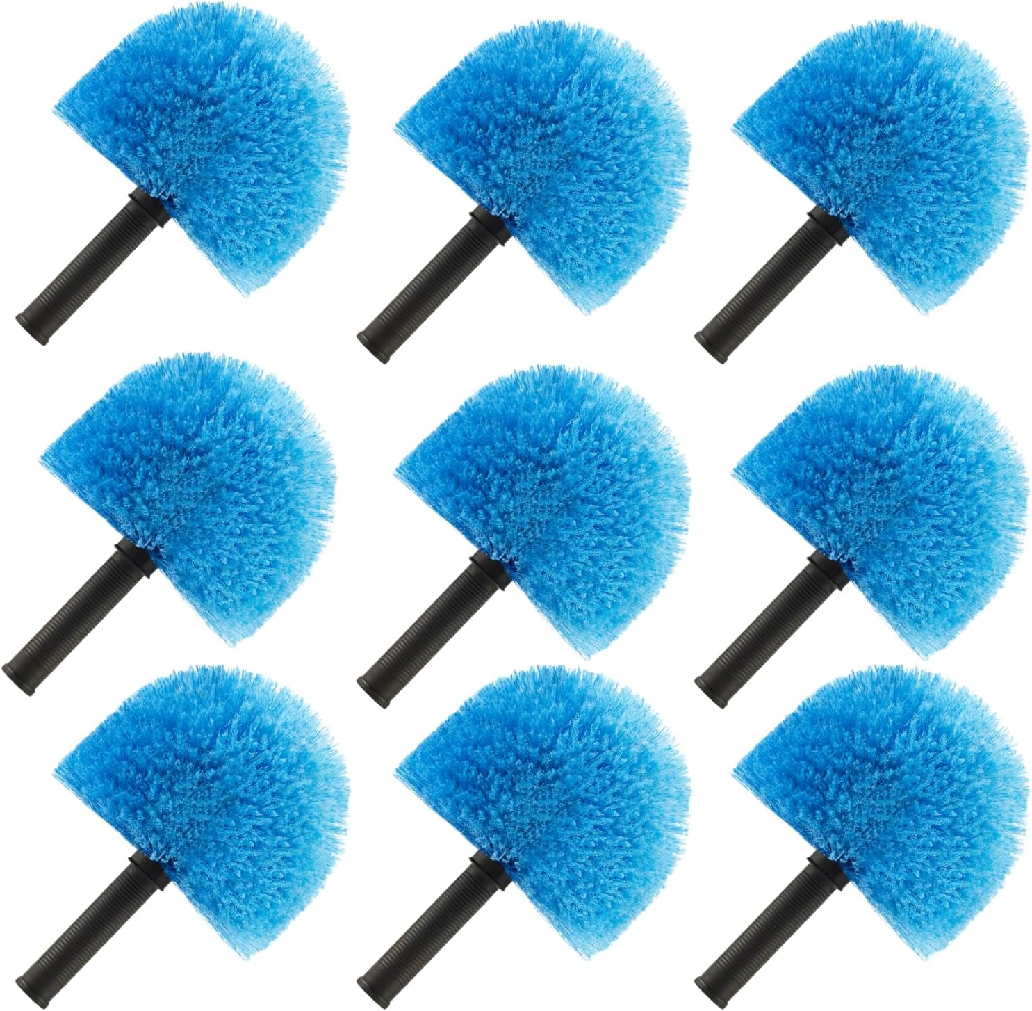 9Pcs Twist-On Webster Cobweb Duster Head Brush | Spider Web Remover Brush | Cobweb Duster Head Attachment for Outdoor & Indoor Cleaning | Fits Standard 3/4 Inch Threaded Poles (Blue)