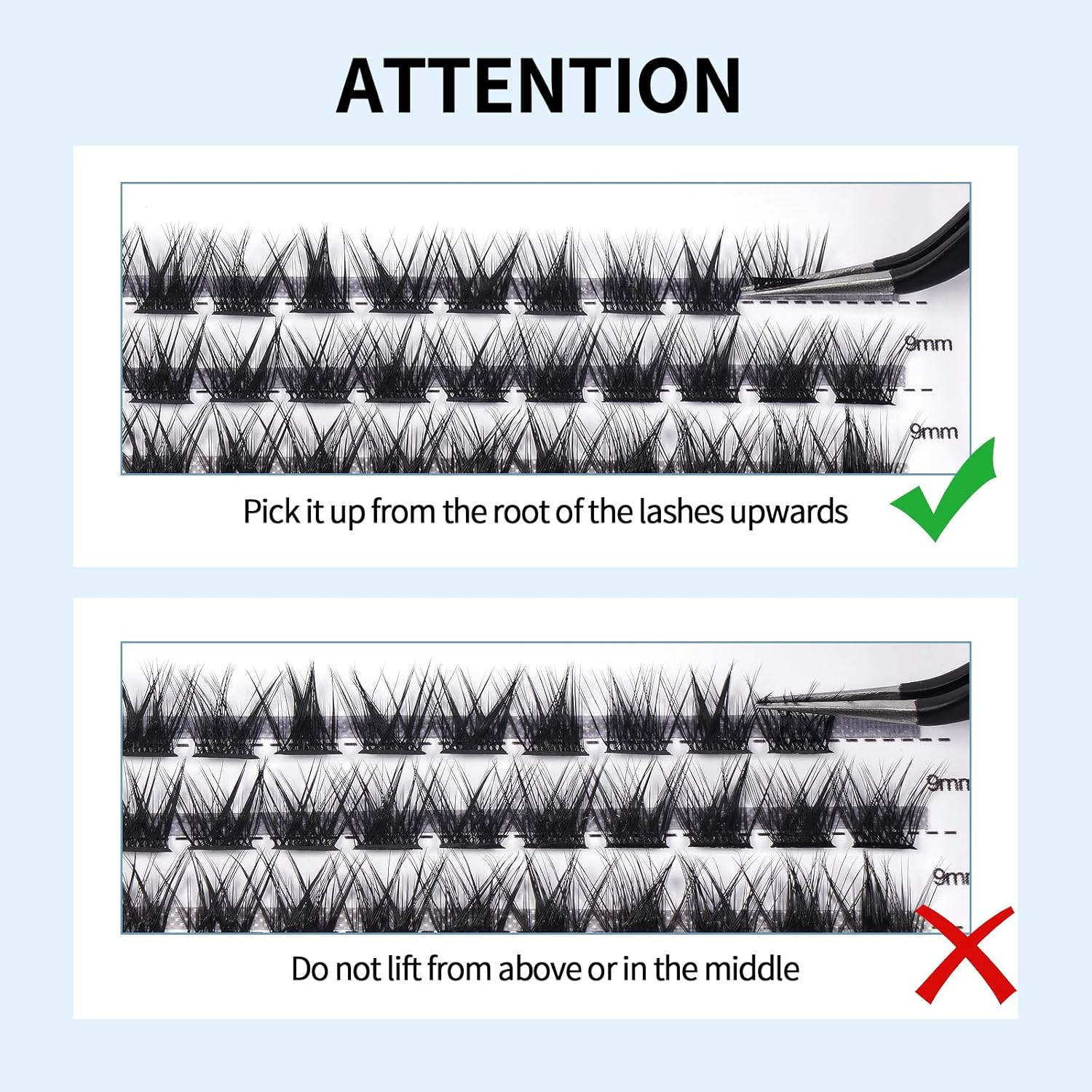 MAGEFY False Eyelashes 144 Clusters of Eyelashes 9-13Mm Segmented Eyelashes with Longer Curls C Personal DIY Home Eyelashes of Different Lengths image number 4