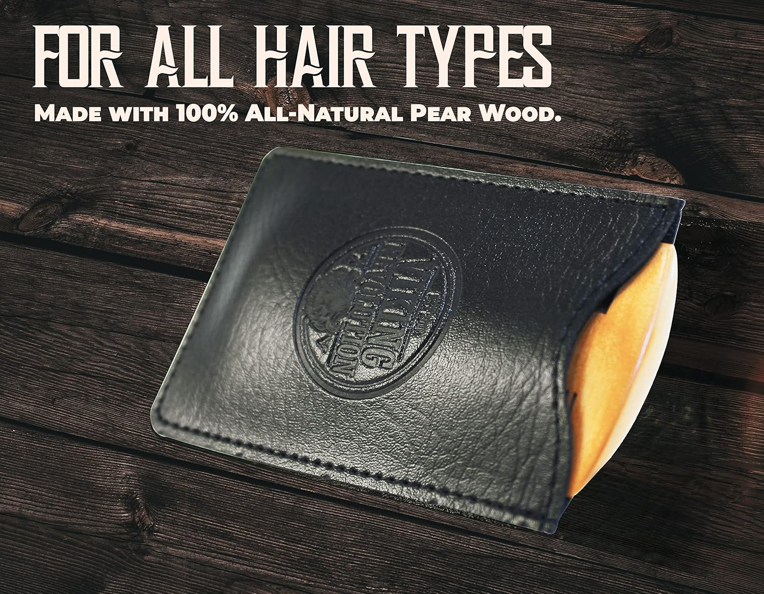 Wooden Beard Comb & Case, Dual Action Fine & Coarse Teeth, Perfect for Use with Balms And. image number 4