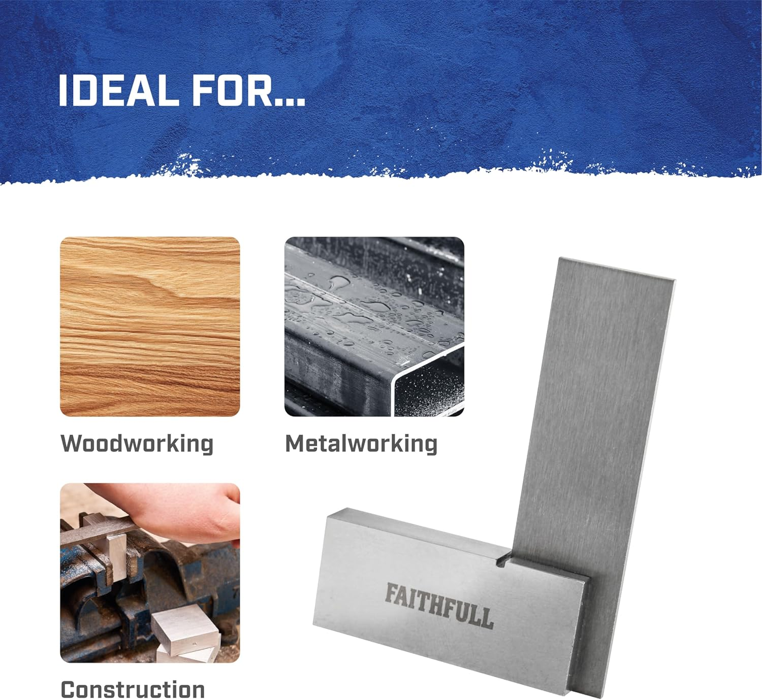 Faithfull Engineers Steel Try Square 50Mm (2In) &ndash; Precision Ground, Hardened Steel Blade, Accurate Marking, Measuring & Layout Tool for Metalworking & Woodworking image number 4