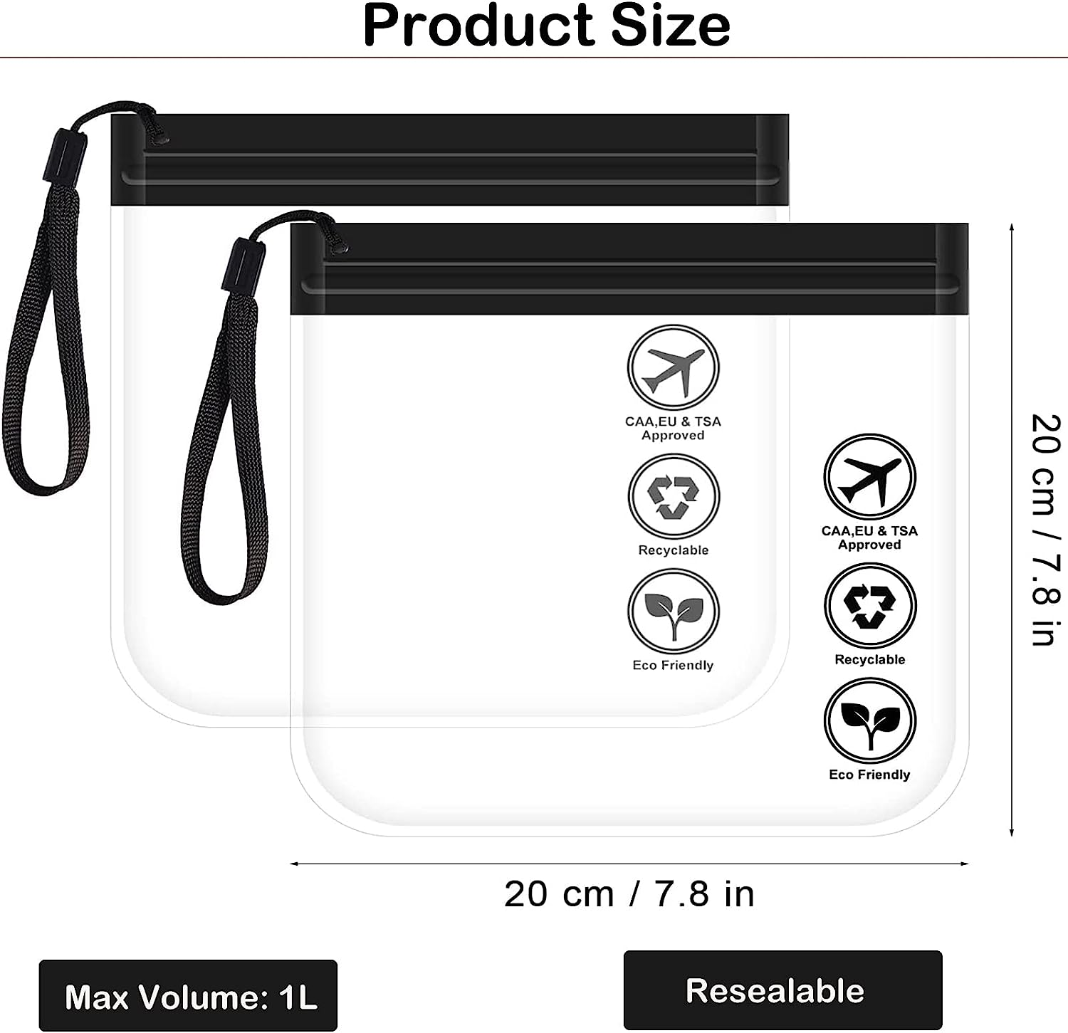 SYTHAK Clear TSA Approved Toiletry Bag,4 Pack Quart Size Carry-On Travel Makeup Pouch with Hand Rope Airport Airline Compliant Transparent Bag for Wash Liquids Bottles Tubes Cosmetics Container image number 1