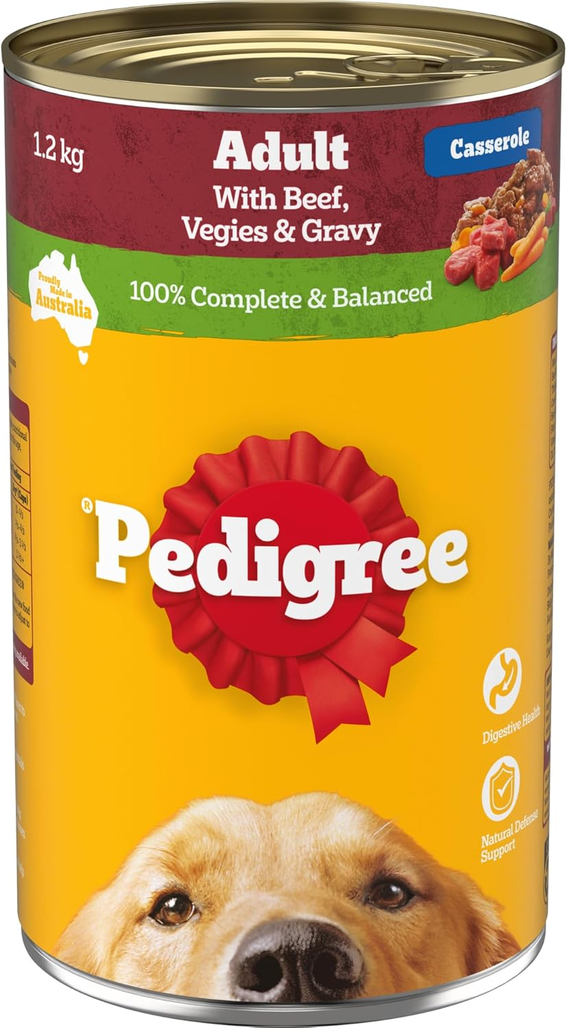 Pedigree Adult Wet Dog Food with Beef, Vegies & Gravy Casserole 1.2Kg Can, 12 Pack image number 2
