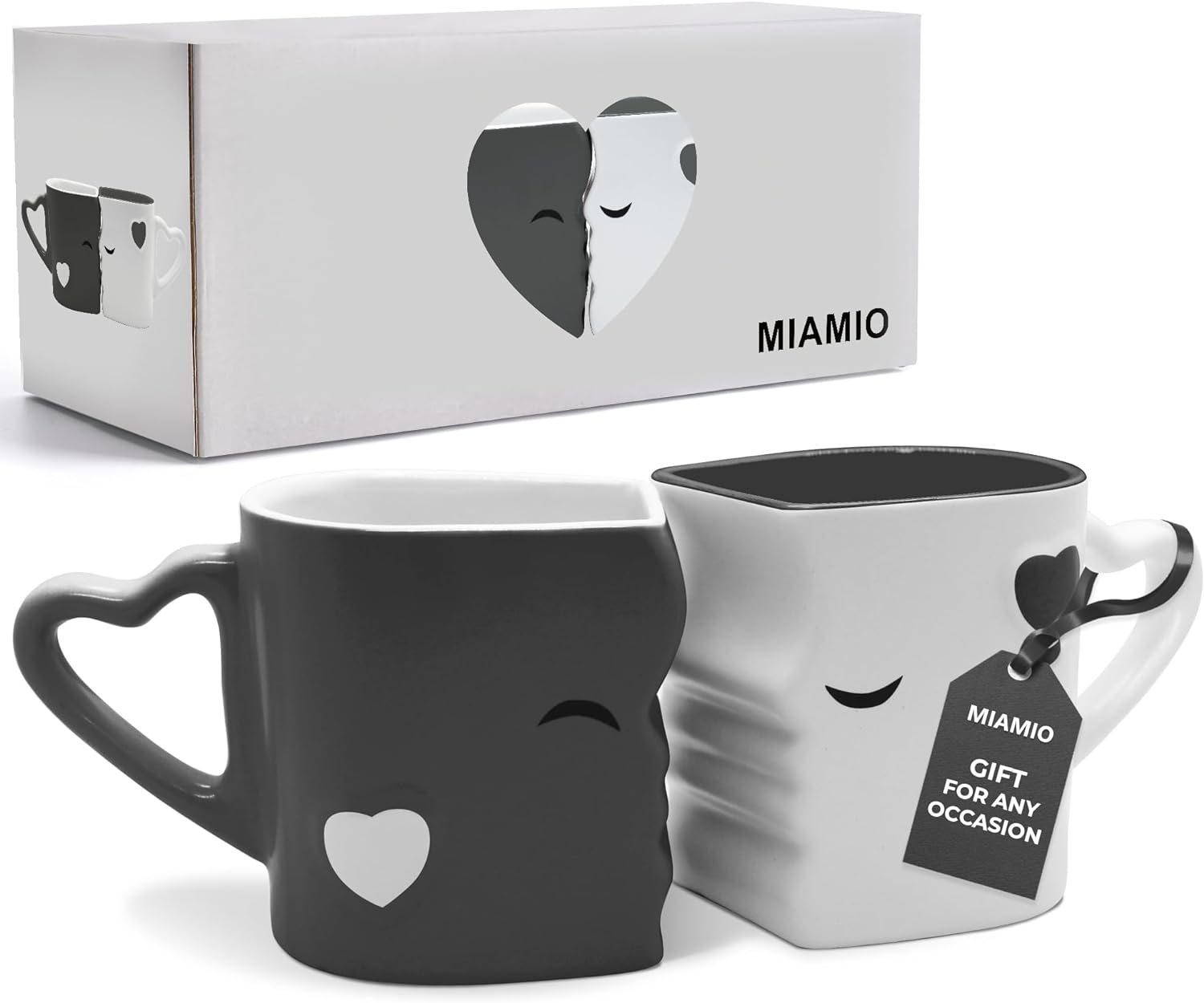 MIAMIO - 300Ml Ceramic Coffee Mugs/Kissing Mugs Gift Set for Couples/Weddings/Birthday/Anniversary (Red)