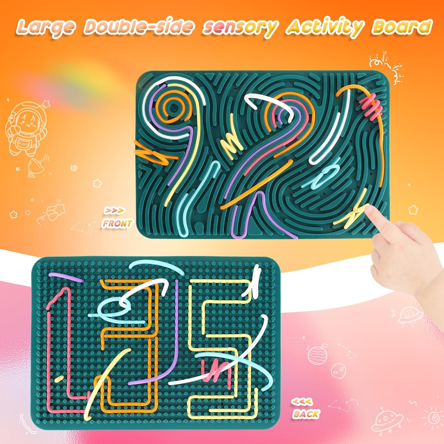 Ddluck Sensorik Activity Board, 29 X 20 Cm, Large Silicone Fidget Toys for Stress Relief, ADHD and Autism, Sensory Toy Activity Board with 40 Sticks for Children from 3 Years and Adults image number 5