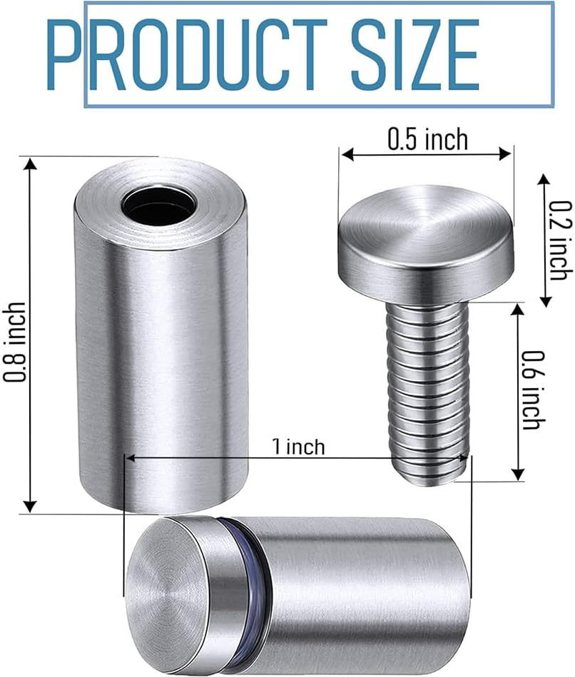 24 Pcs Sign Standoff Screws Advertising Screws Stainless Steel Wall Standoff Mounts Glass Acrylic Nail for Hanging Acrylic Picture Frame (12X25Mm)