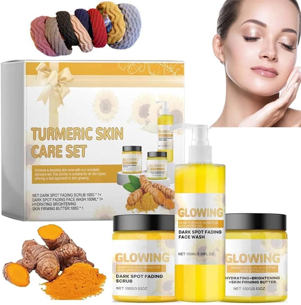 Turmeric Glow Combo Skincare Set,3 in 1 Turmeric Skincare Set,Glow Combo Skincare Set,Natural Exfoliation and Hydration Glowing Skin,For All Skin Types (1Set) image number 6