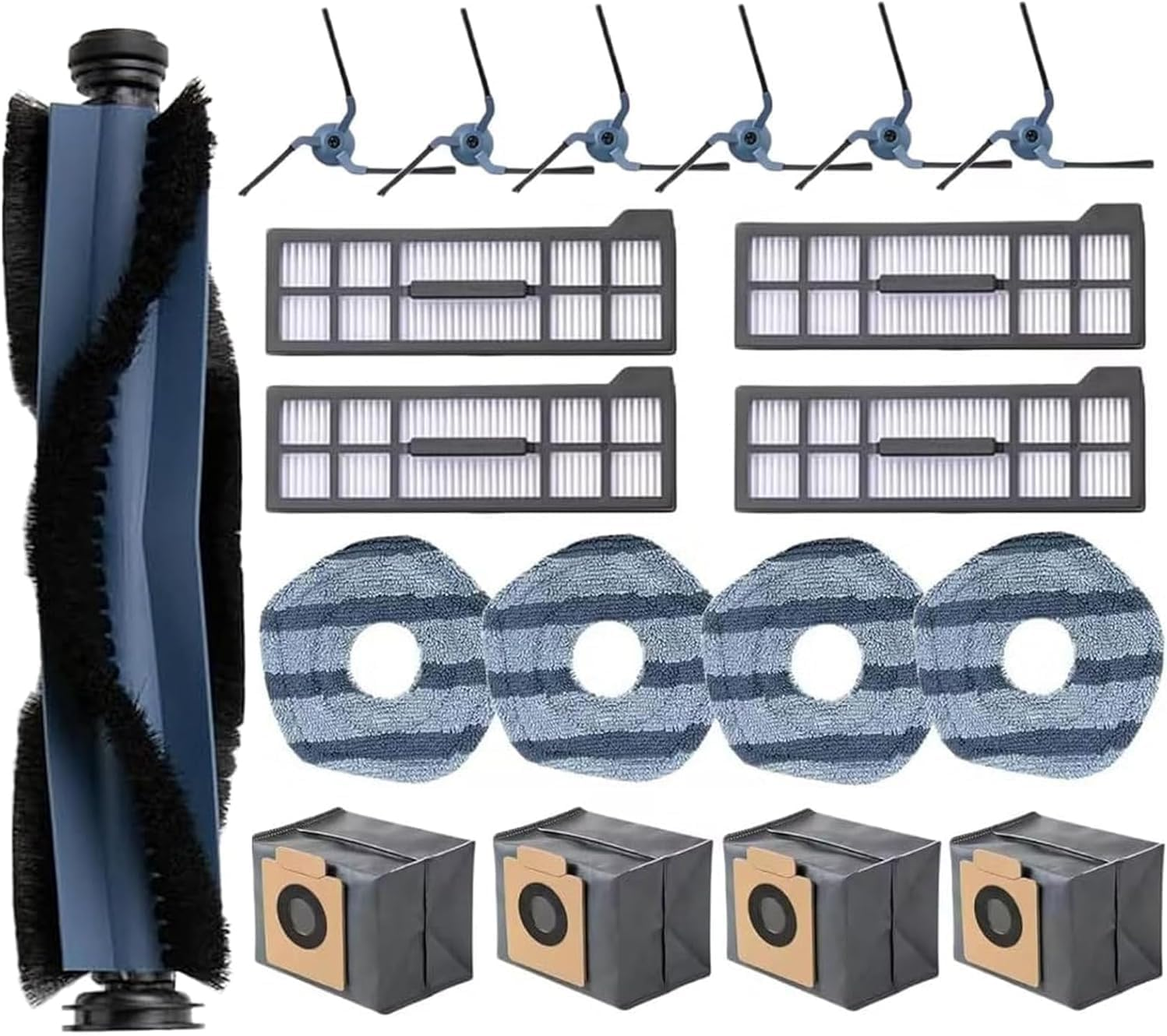 X10 Pro Omni Accessories Compatible with Eufy X10 Pro Omni Robot Vacuum Cleaner, Replacement Parts with 1 Roller Brush, 4 Dust Bags, 6 Side Brushes, 4 Mop Pads, 4 Filters image number 5