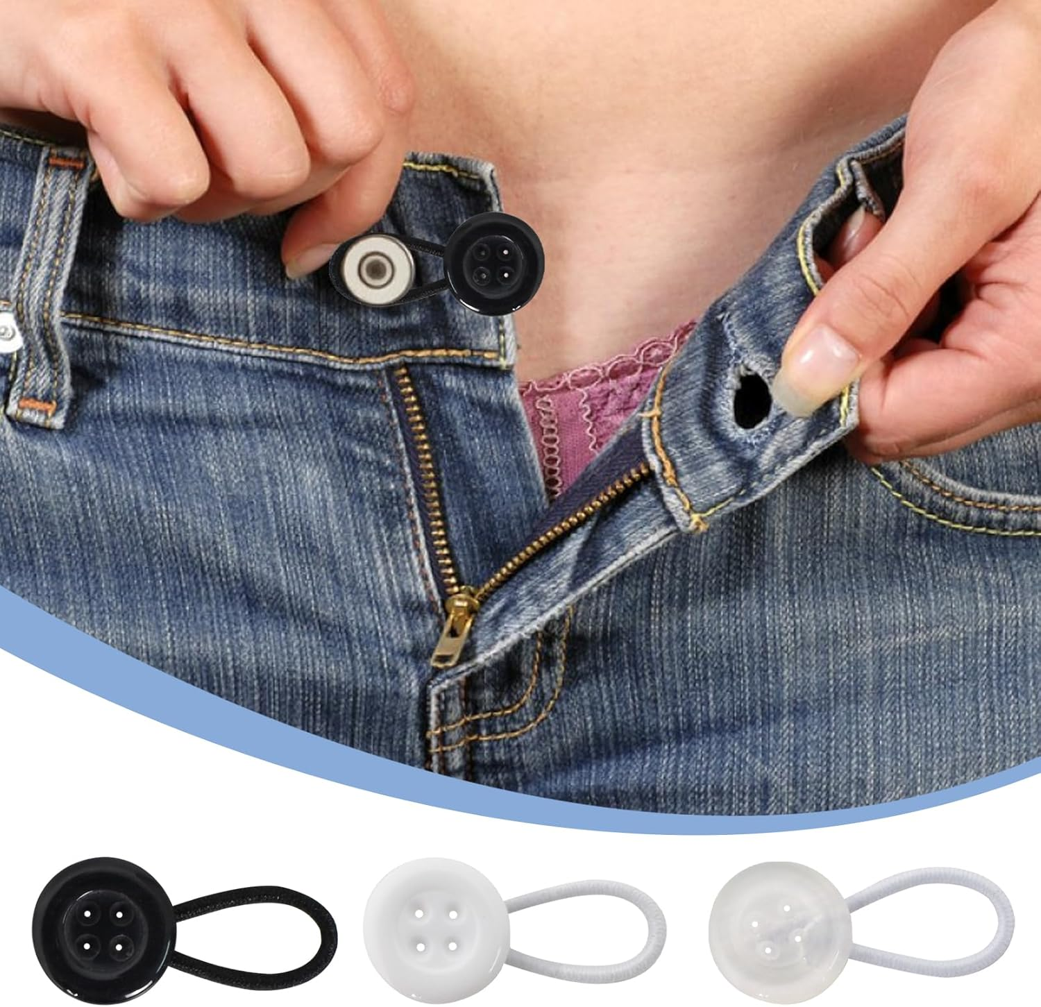 6 Pcs Mixed Color Collar Extenders, Adjustable Elastic Button Extender, Button Extender for Trousers Add Length, Elegant Collar Extenders Elastic Button for Expansion of Collar, Neck, Trousers