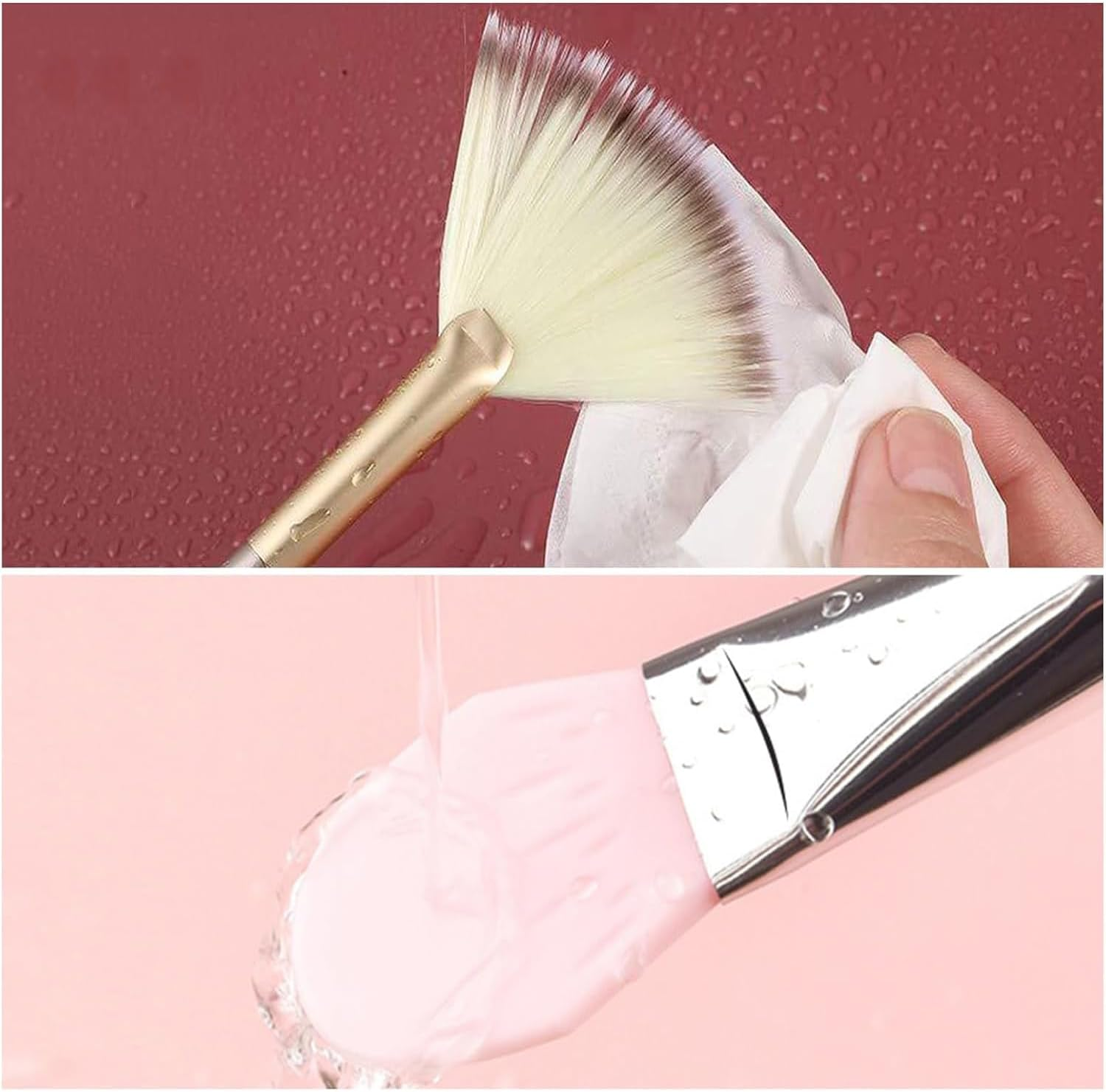 Lexziuo 4PCS Double-Headed Silicone Face Mask Brush &ndash; Soft Fan Brush for Facial Mud, Cream & Lotion Application &ndash; Makeup & Skincare Tool with Nose Massager image number 2