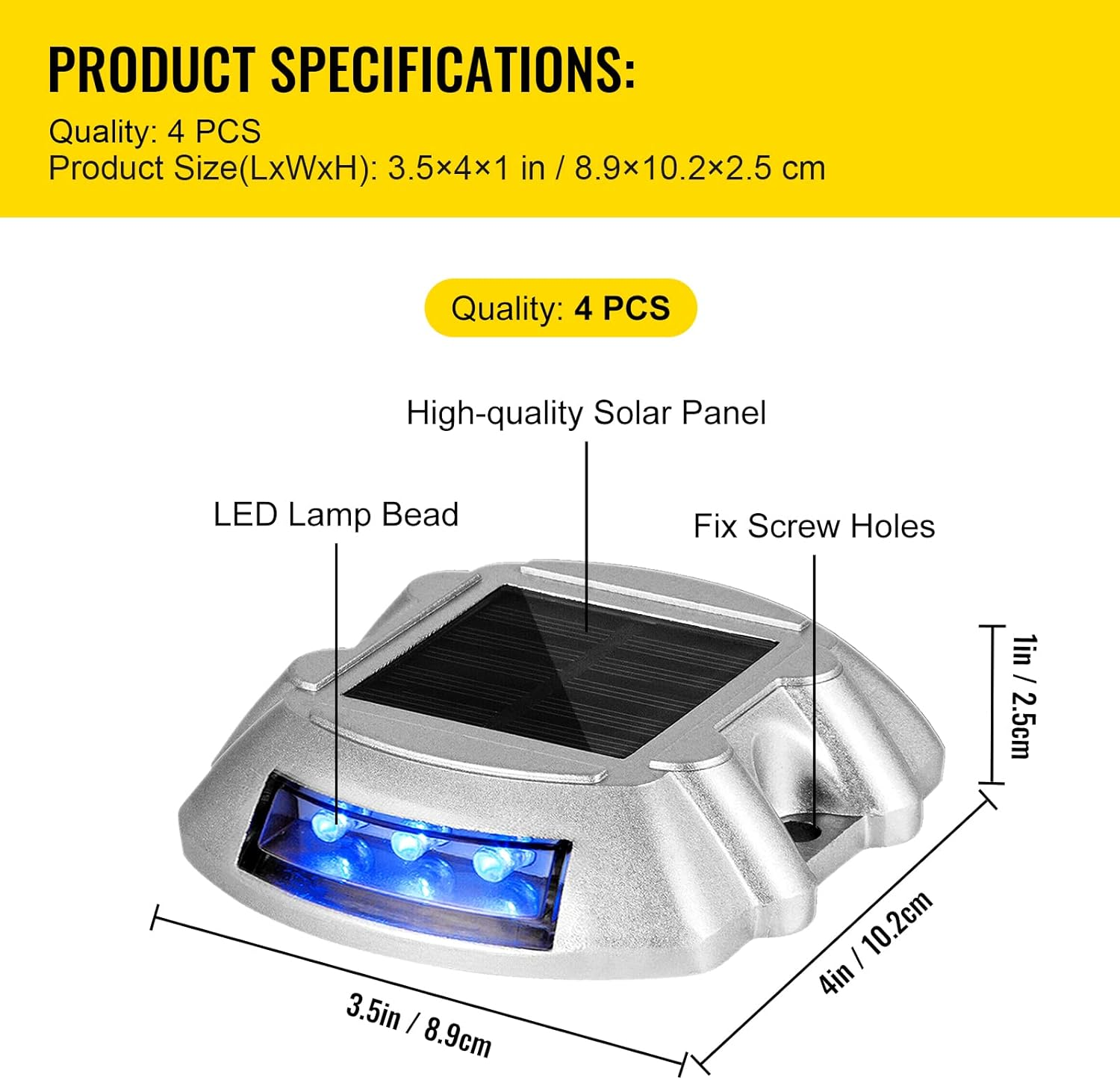 Happybuy Solar Driveway Lights - 4-Pack Bright Blue with 6 Leds for Path, Garden, Walkway & Sidewalk image number 1