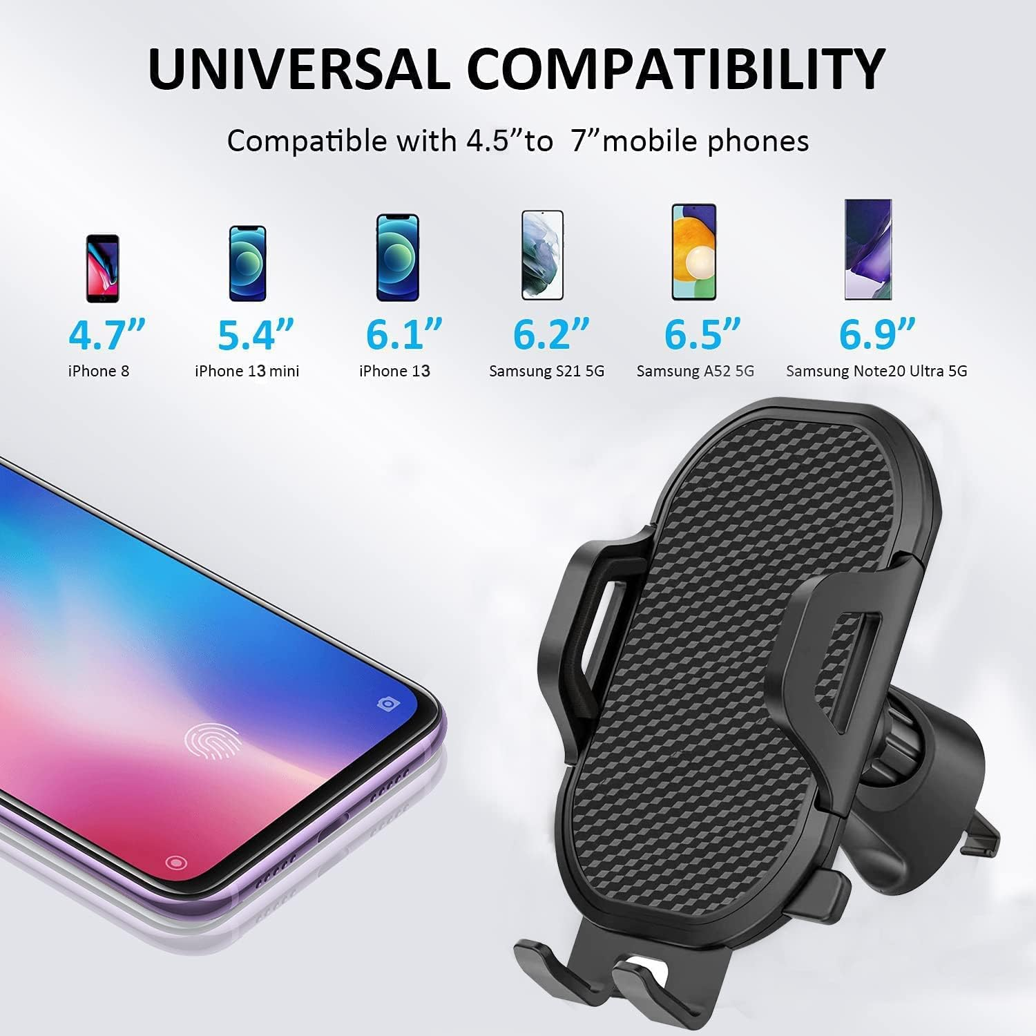 Car Phone Mount Holder for Samsung Galaxy S21 S25 S20 S22 S23 plus Ultra FE A16 5G,A21 A52 A12 A50 A20 A10E A31 A11 A02S A6,Google Pixel 7 8 9 and All Cell Phone,Windshield/Dashboard/Window+Air Vent image number 5