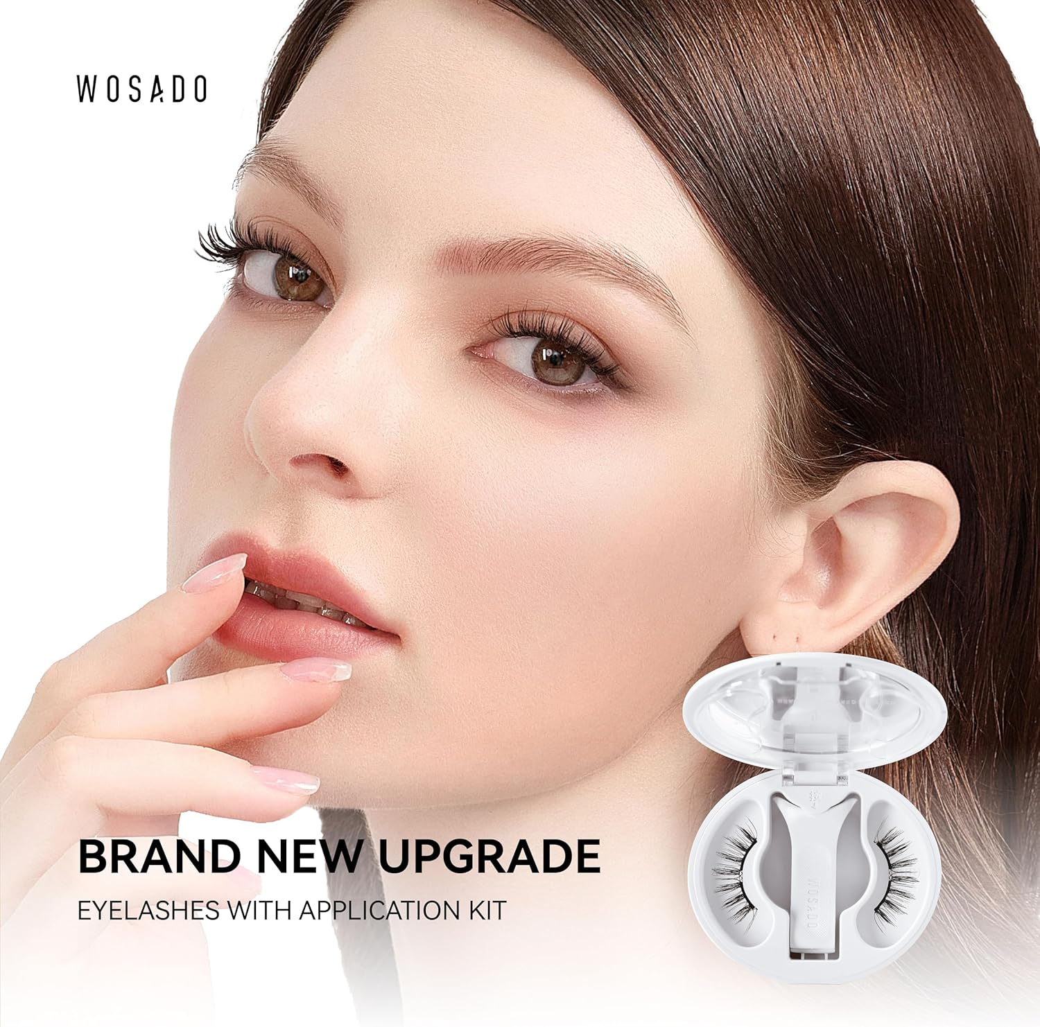 WOSADO Soft Magnetic Eyelashes Kit with Applicator, [No.17 Ice Black] Reusable Glue-Free Wispy Magnetic Lashes, Cruelty-Free False Lashes, Waterproof, Lightweight, Suit for Heavy Makeup