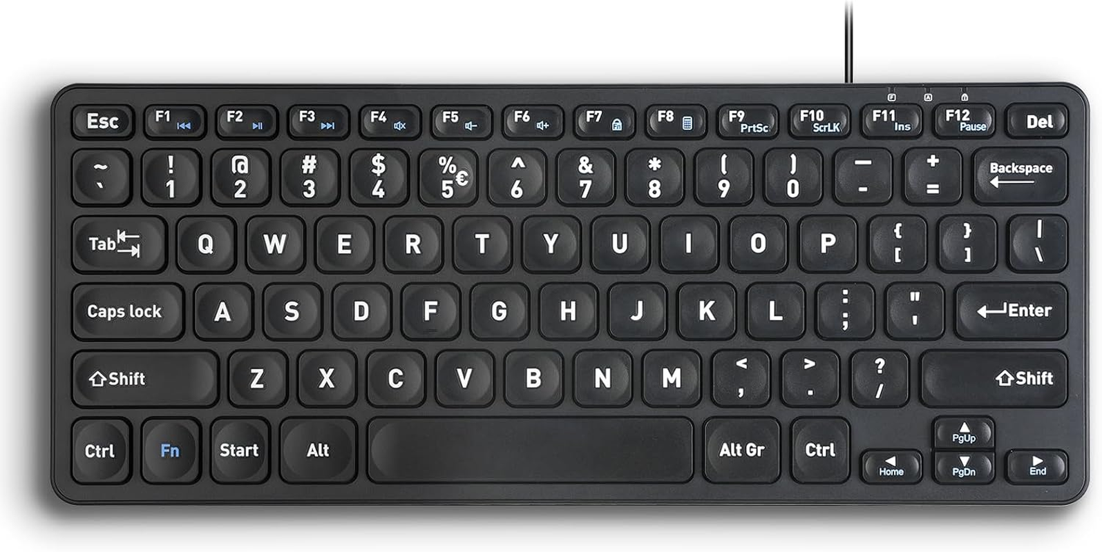 Perixx PERIBOARD-416 Wired Mini USB Keyboard with 4 Hubs - Scissor Keys - Media Keys - US English image number 2